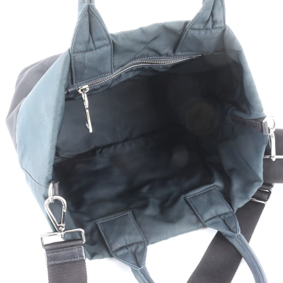 Prada Black Navy Leather Nylon Shoulder Bag (Pre-Owned)