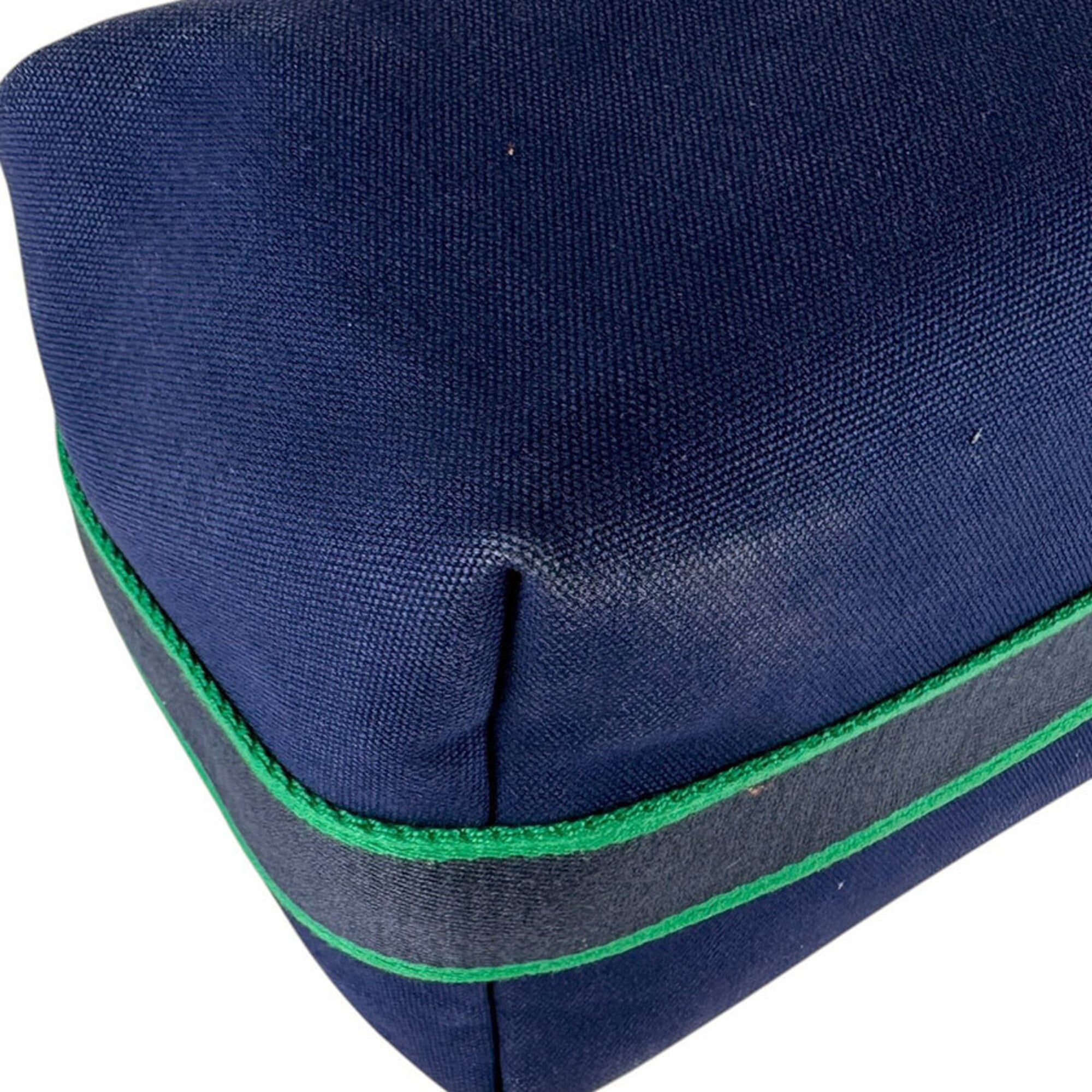 Hermes Blue Green Canvas Pouch (Pre-Owned)