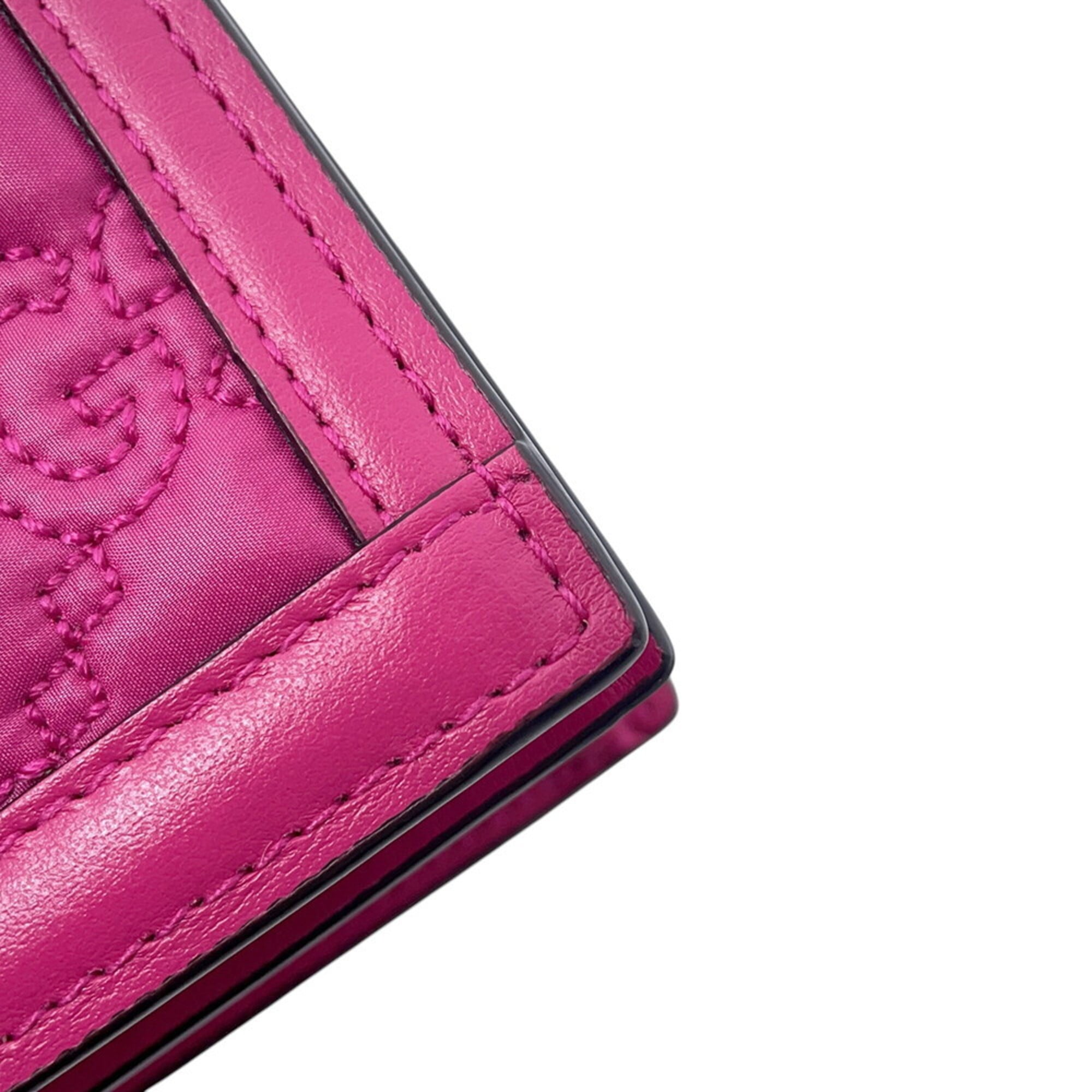 Gucci Pink Nylon Leather Handbag Shoulder Bag (Pre-Owned)