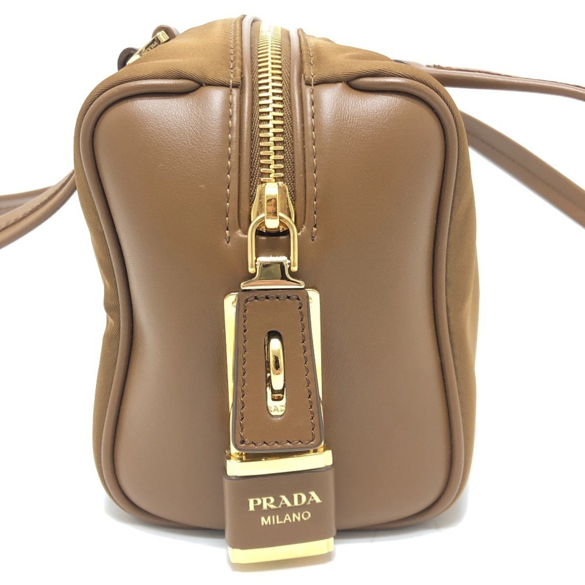 Prada Brown Nylon Leather Shoulder Bag (Pre-Owned)