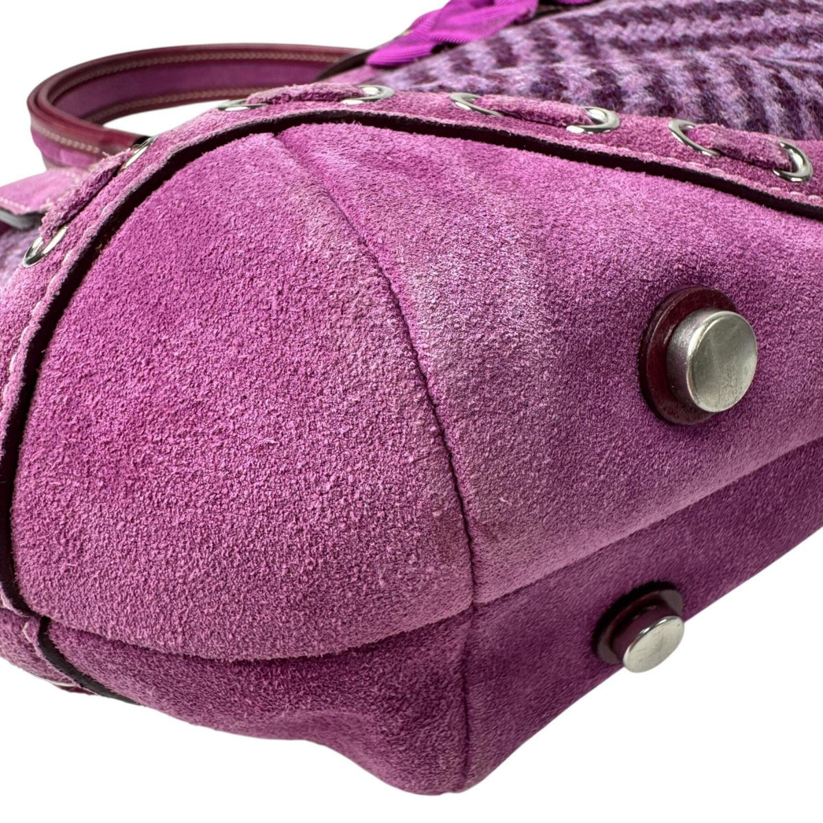 Coach Purple Suede Wool Jacquard Patent Leather Handbag (Pre-Owned)