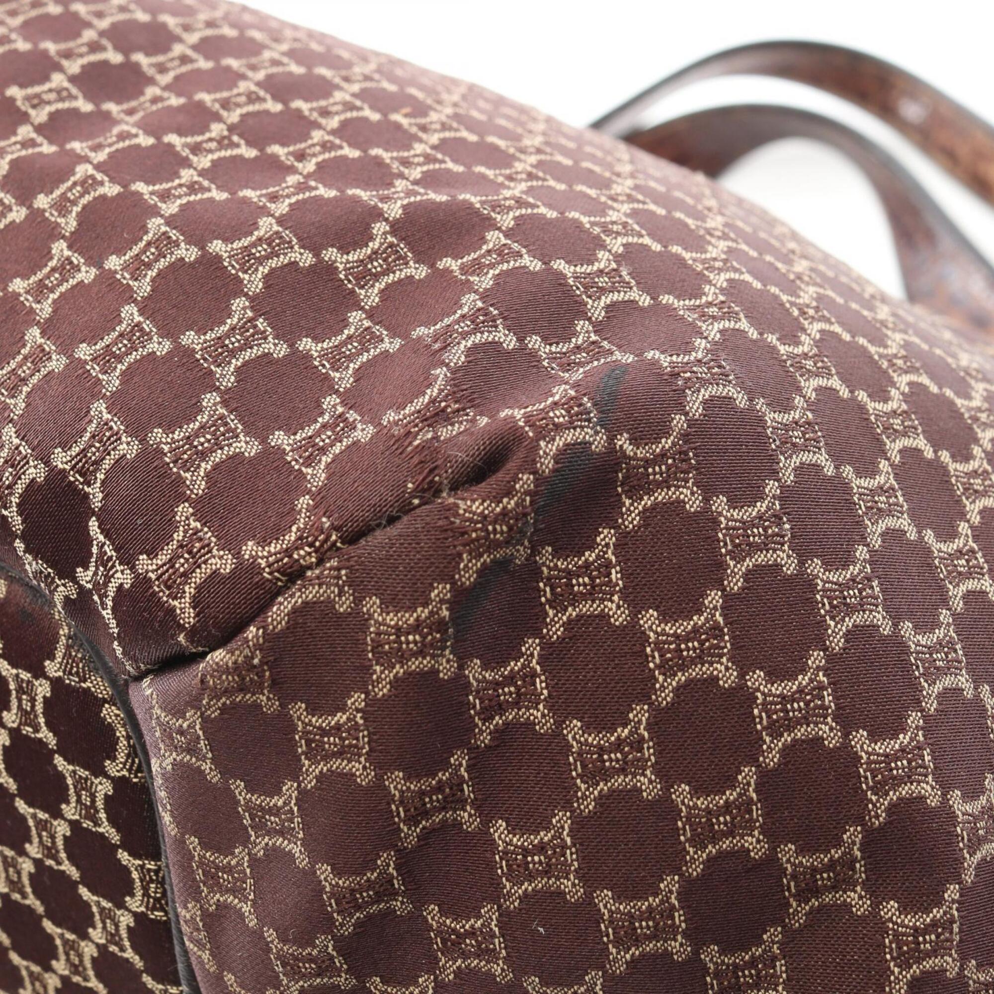 Celine Bittersweet Brown Canvas Leather Handbag (Pre-Owned)