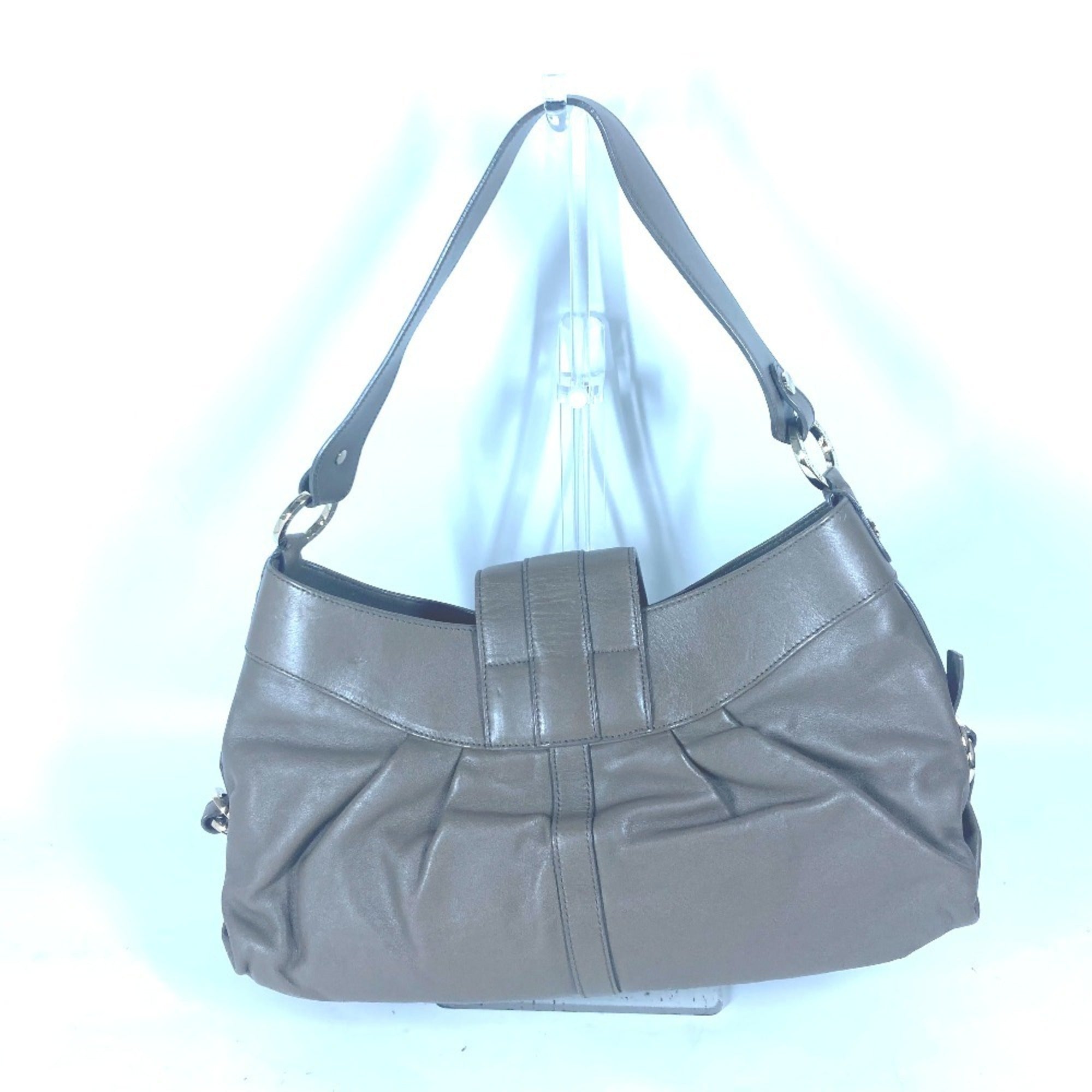 Bvlgari Gray Leather Shoulder Bag (Pre-Owned)