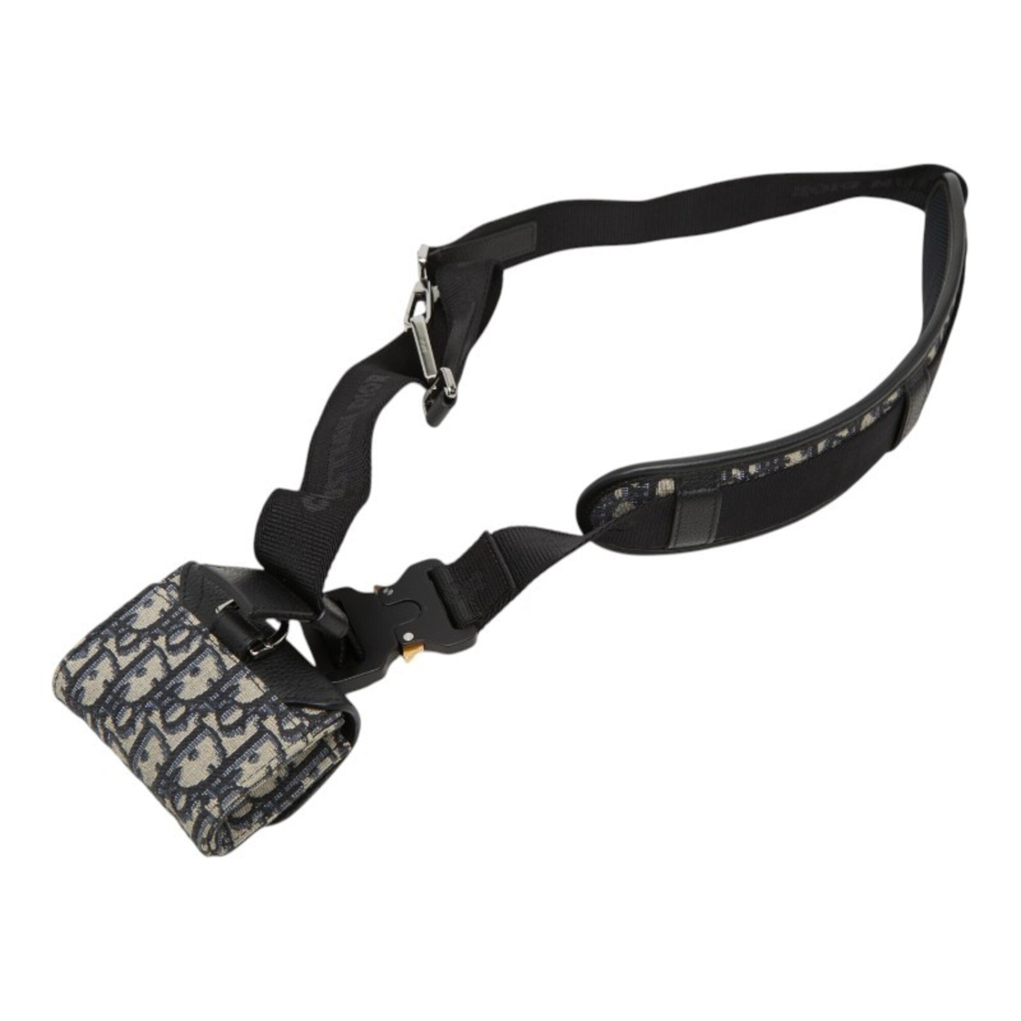 Christian Dior Beige Black Navy Canvas Leather Handbag Pouch Shoulder Bag (Pre-Owned)