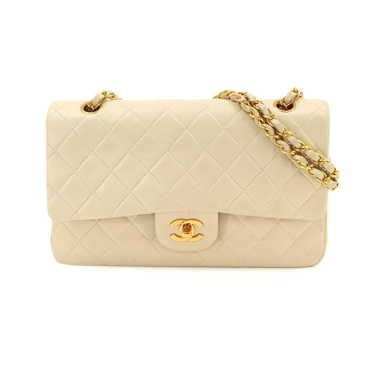 Chanel Beige Leather Handbag Shoulder Bag (Pre-Owned)