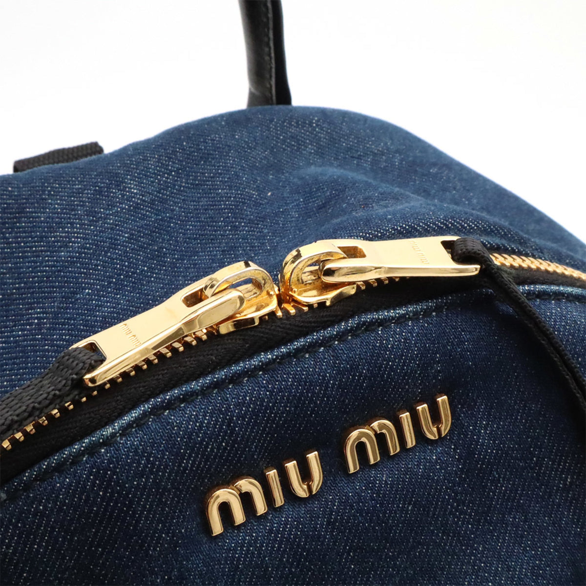 Miu Miu Blue Denim Leather Backpack (Pre-Owned)
