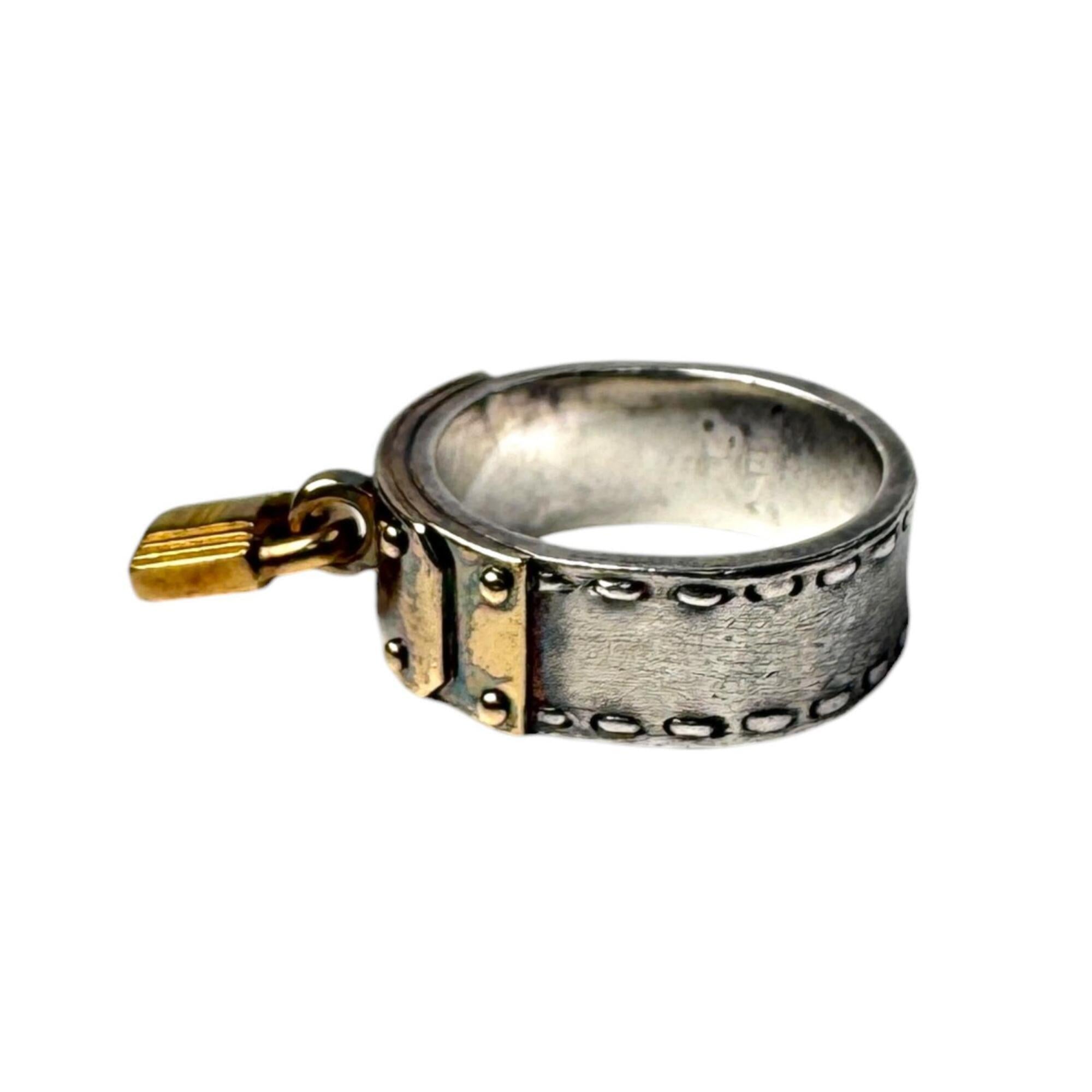 Hermes Gold Silver Yellow Gold (18K) Silver 925 Band Ring (Pre-Owned)
