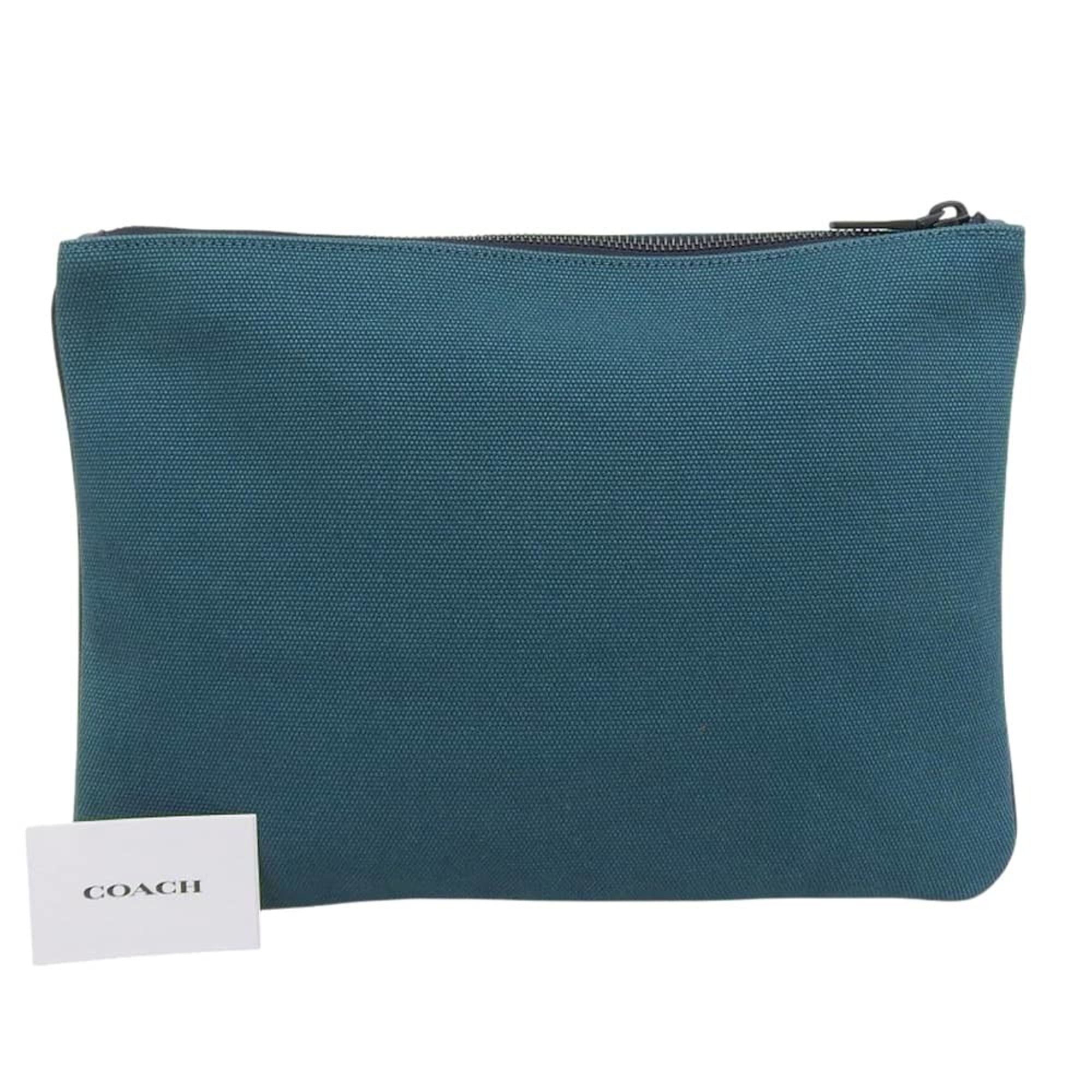 Coach Green Canvas Clutch Bag (Pre-Owned)
