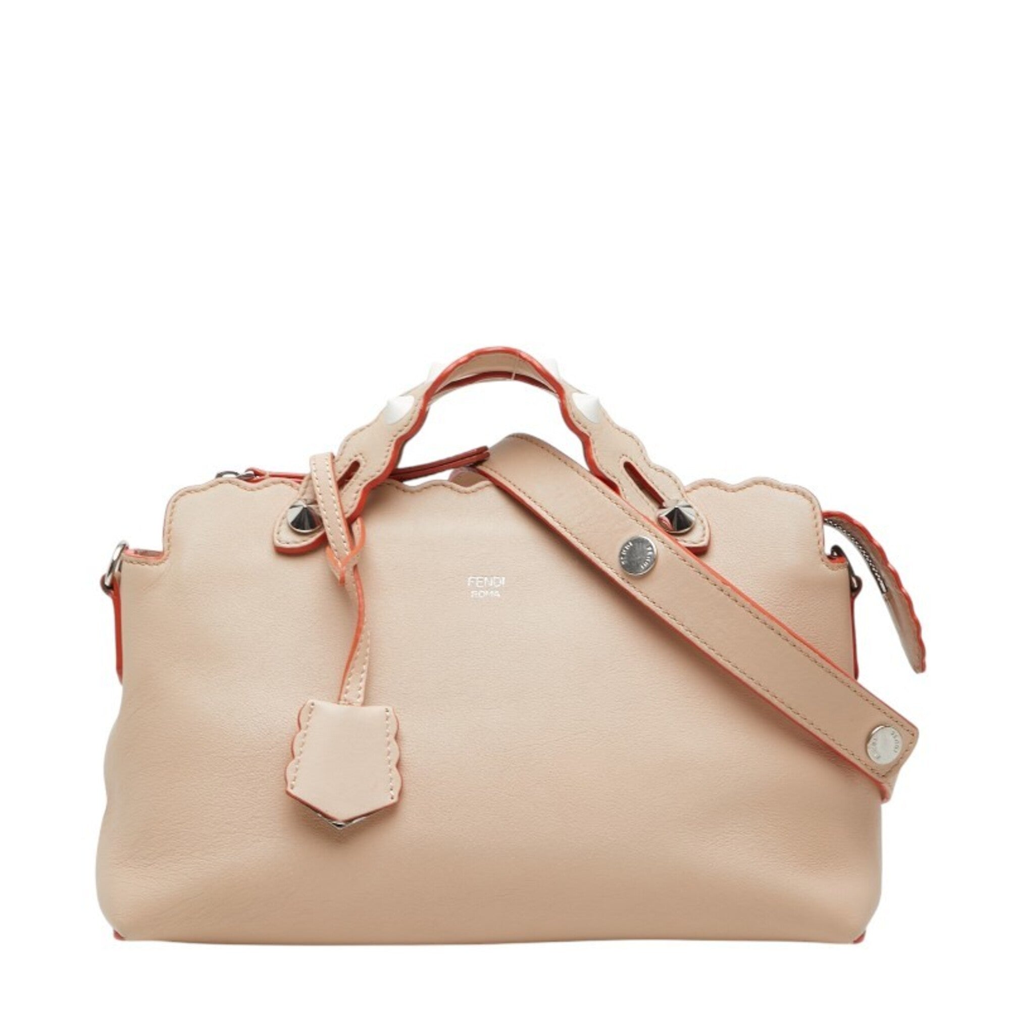 Fendi By The Way Beige Leather Handbag Shoulder Bag (Pre-Owned)