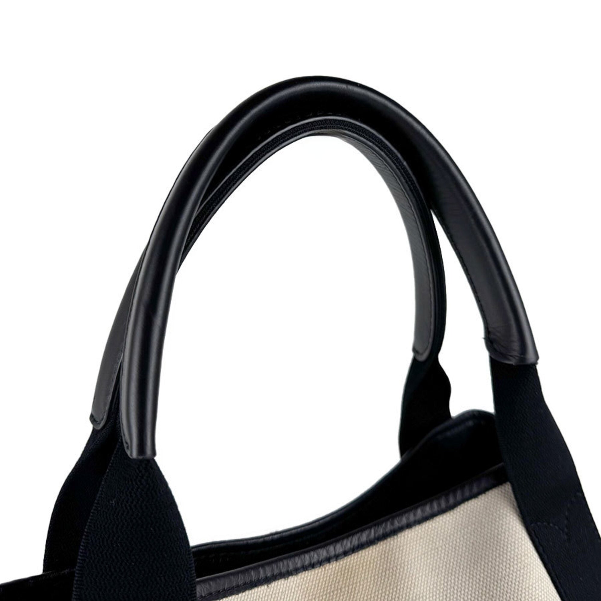 Balenciaga Black Ivory Canvas Leather Handbag (Pre-Owned)