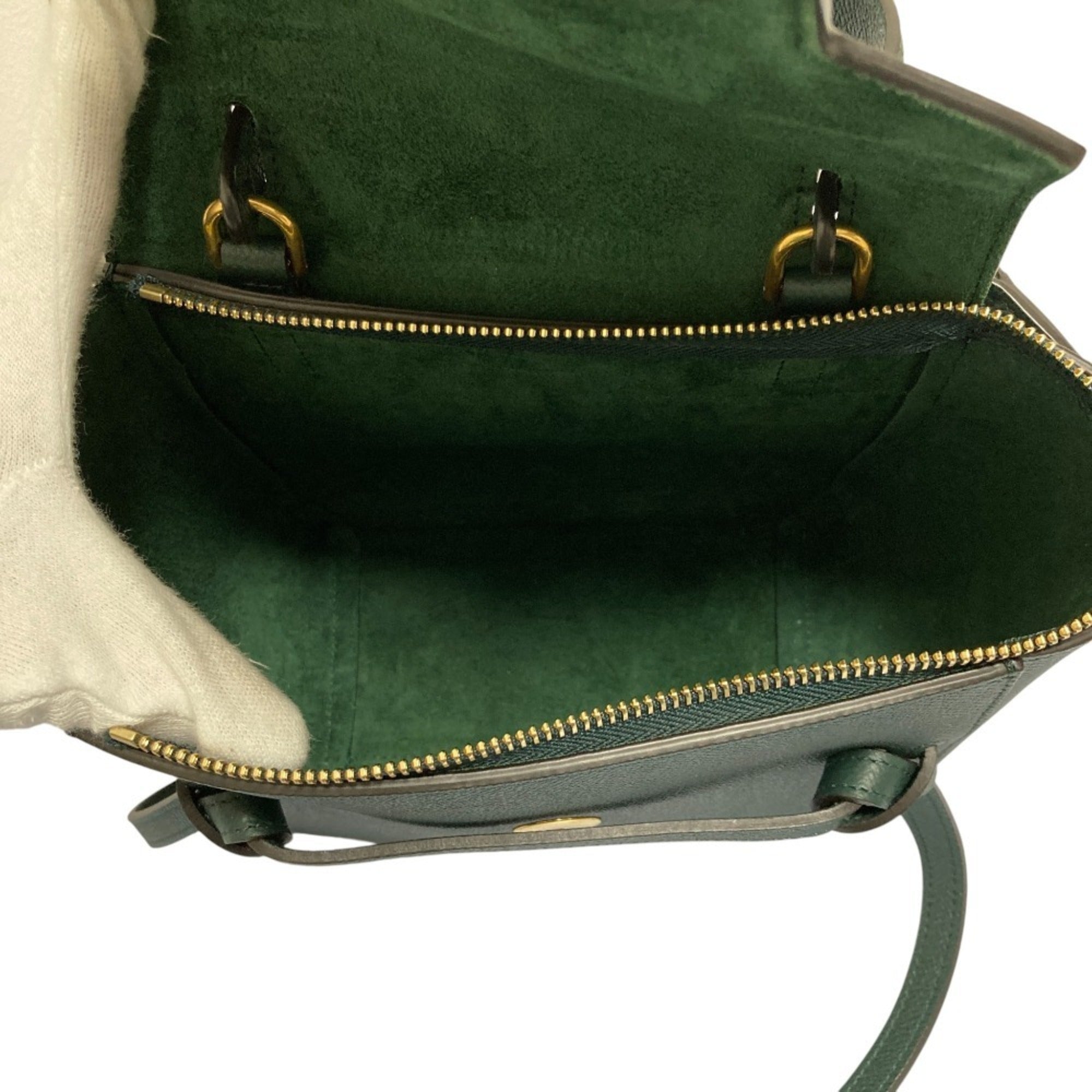 Celine Green Suede Handbag Shoulder Bag (Pre-Owned)