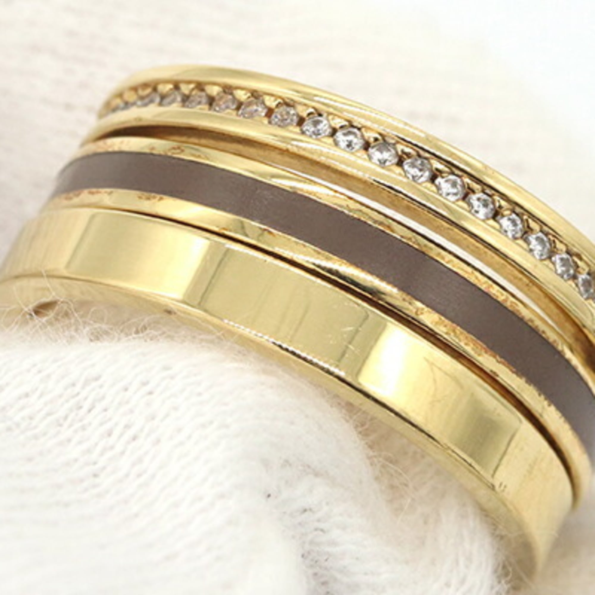 Fendi Gold Dark Brown Metal Band Ring (Pre-Owned)