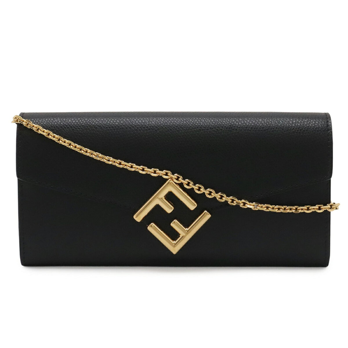 Fendi Black Leather Chain/Shoulder Wallet (Pre-Owned)