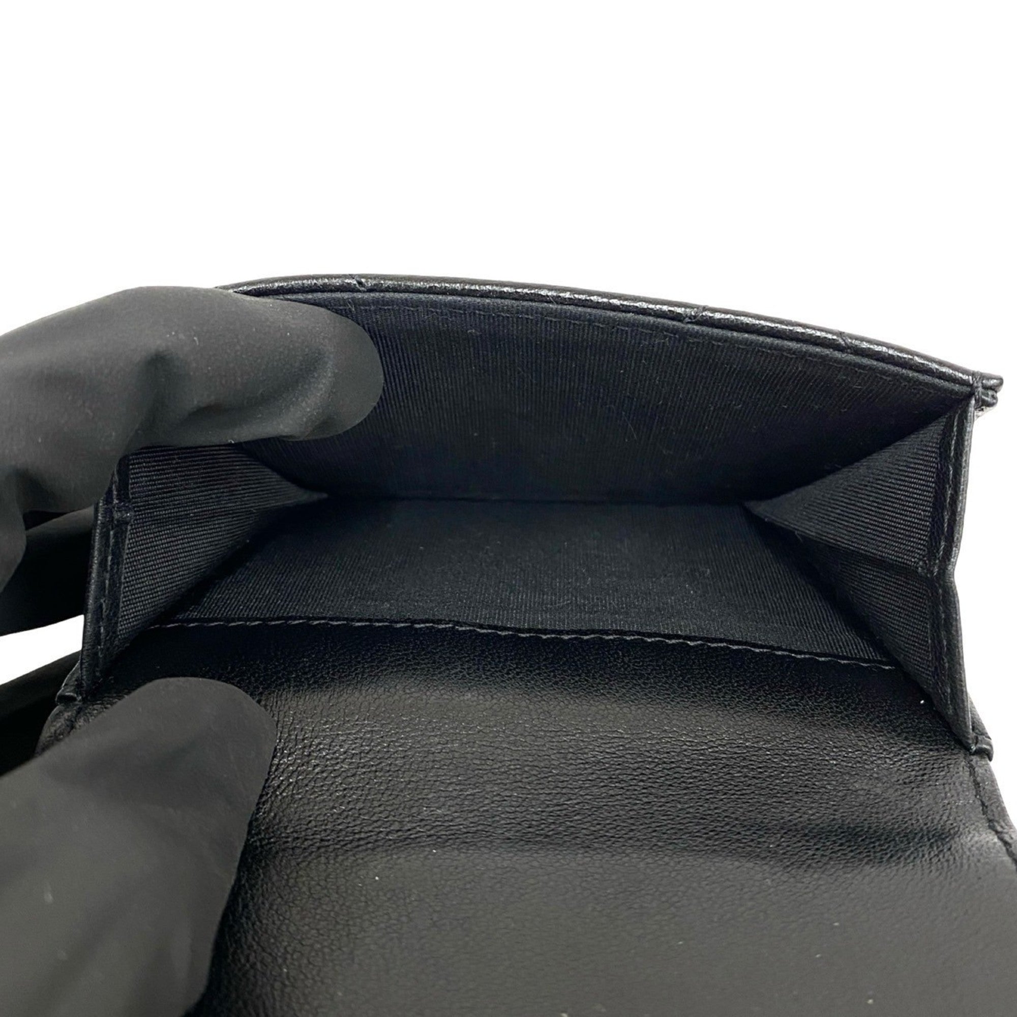 Chanel Black Leather Wallet (Tri-Fold) (Pre-Owned)
