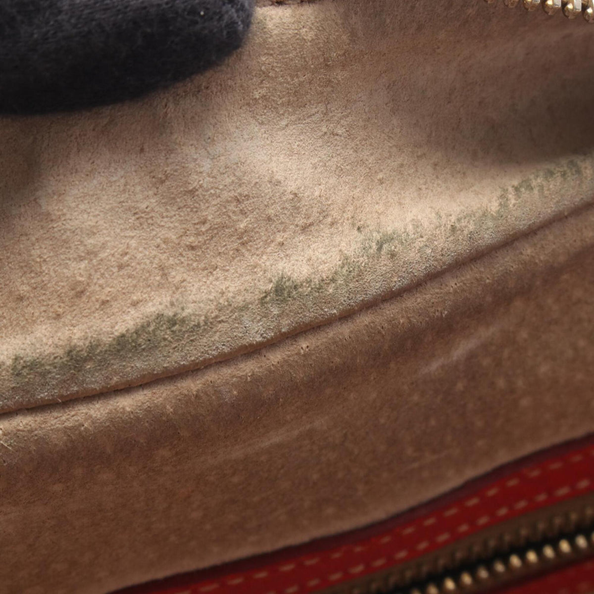Prada Beige Red Color Canvas Leather Handbag (Pre-Owned)