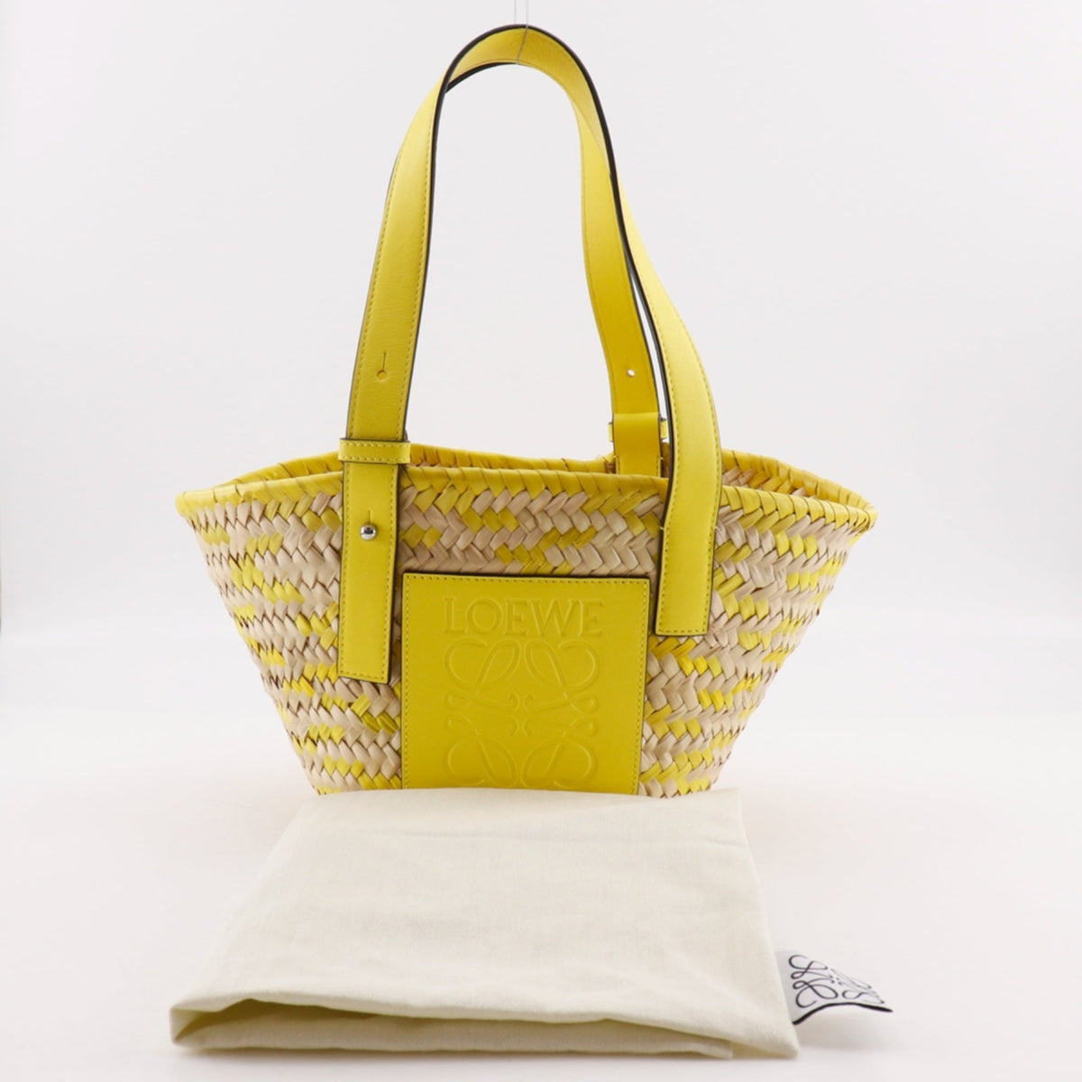 Loewe Yellow Raffia Leather Basket Tote Bag (Pre-Owned)