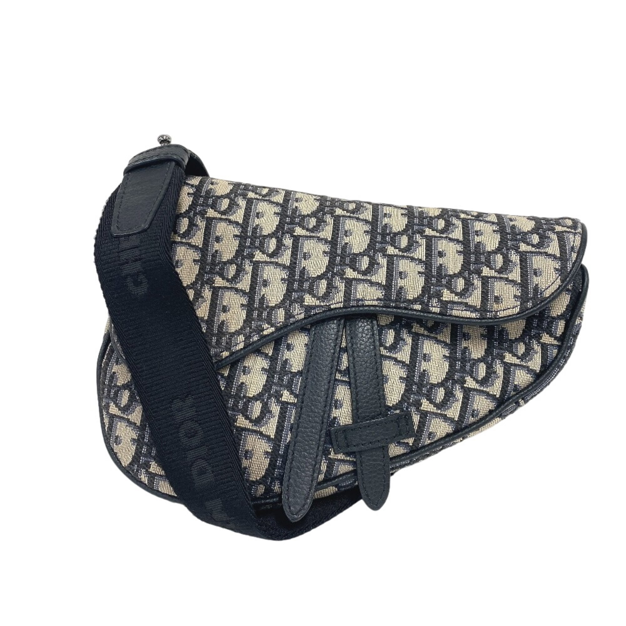 Christian Dior Navy Canvas Saddle Bag Sling Bag (Pre-Owned)