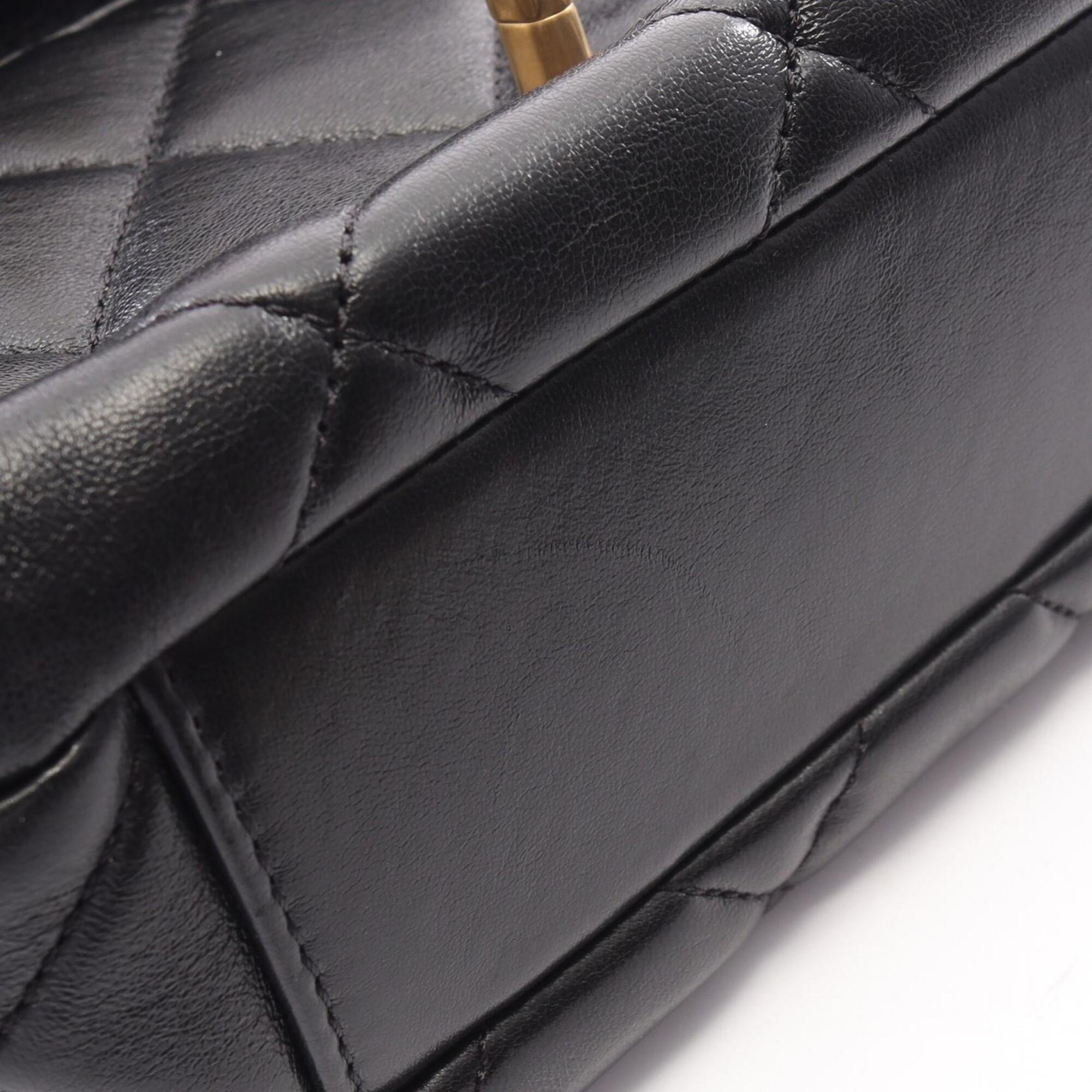 Chanel Black Leather Handbag Shoulder Bag (Pre-Owned)