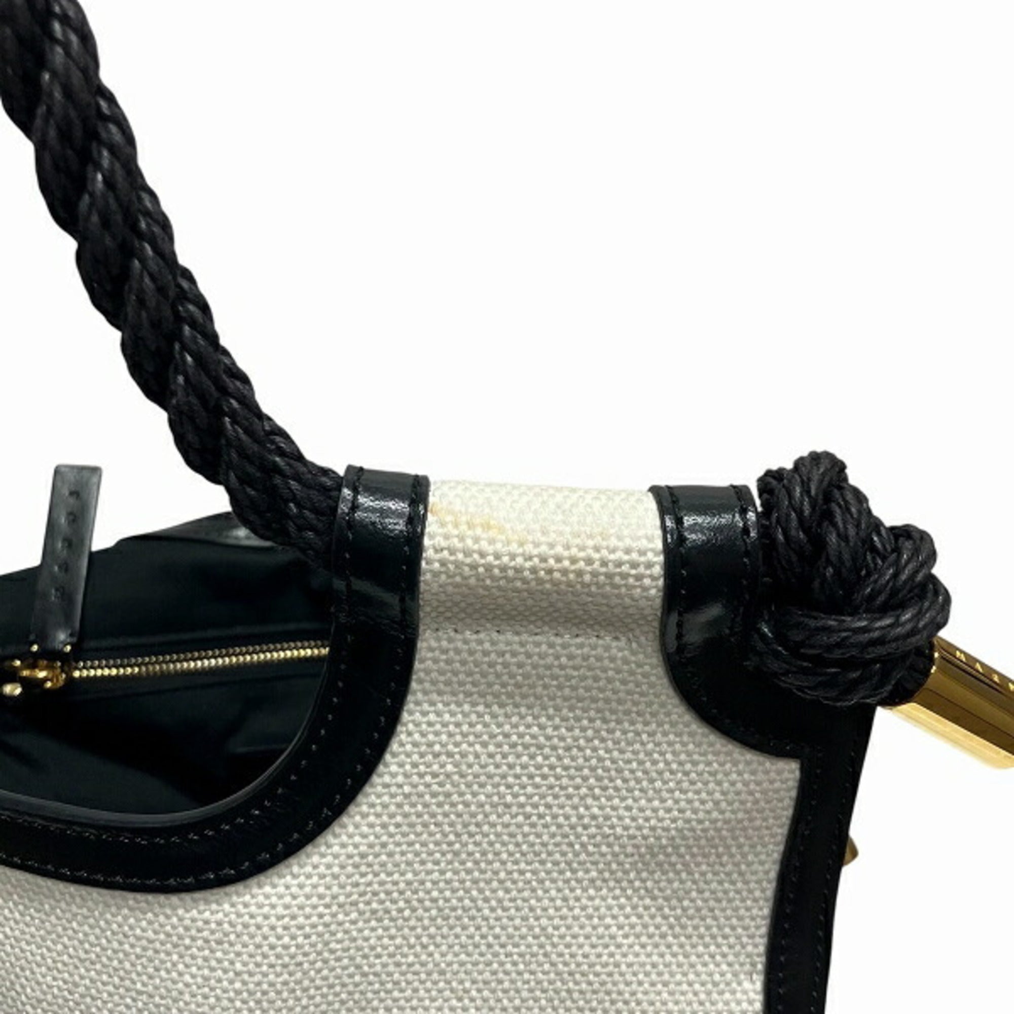 Marni Black White Canvas Handbag Tote Bag (Pre-Owned)