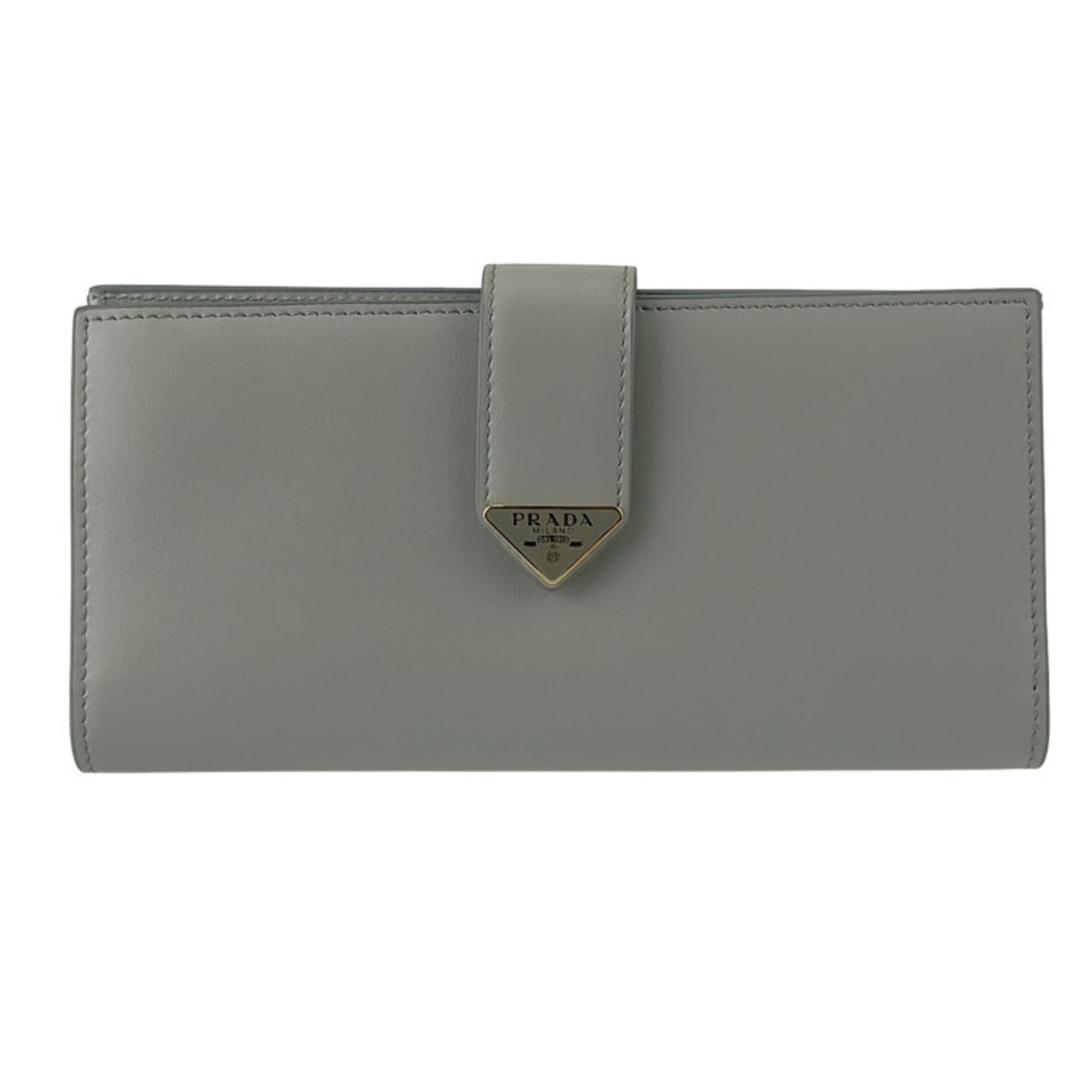 Prada Light Gray Leather Long Wallet (Bi-Fold) (Pre-Owned)