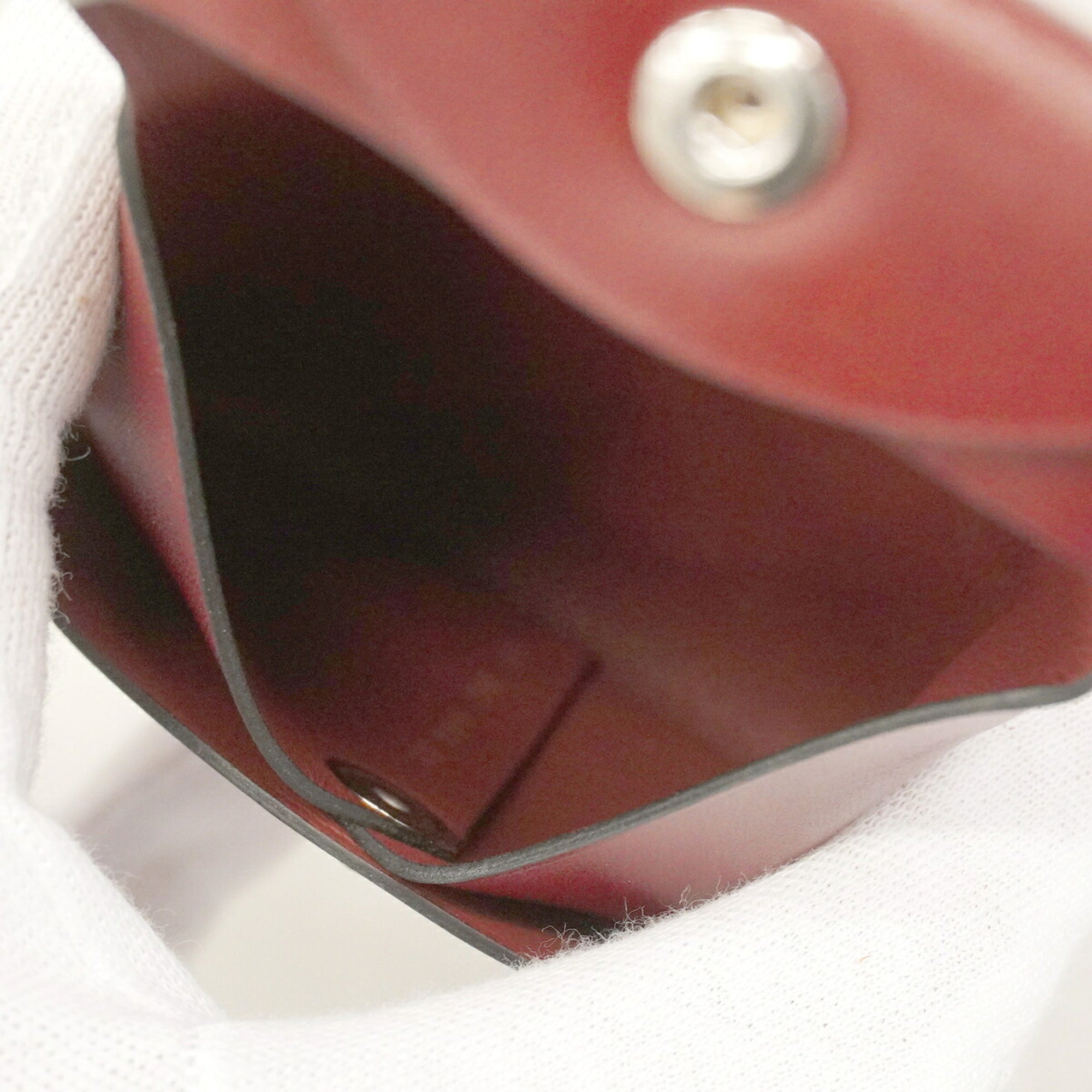 Hermes Rouge H Box Calf Leather Coin Purse/Coin Case (Pre-Owned)