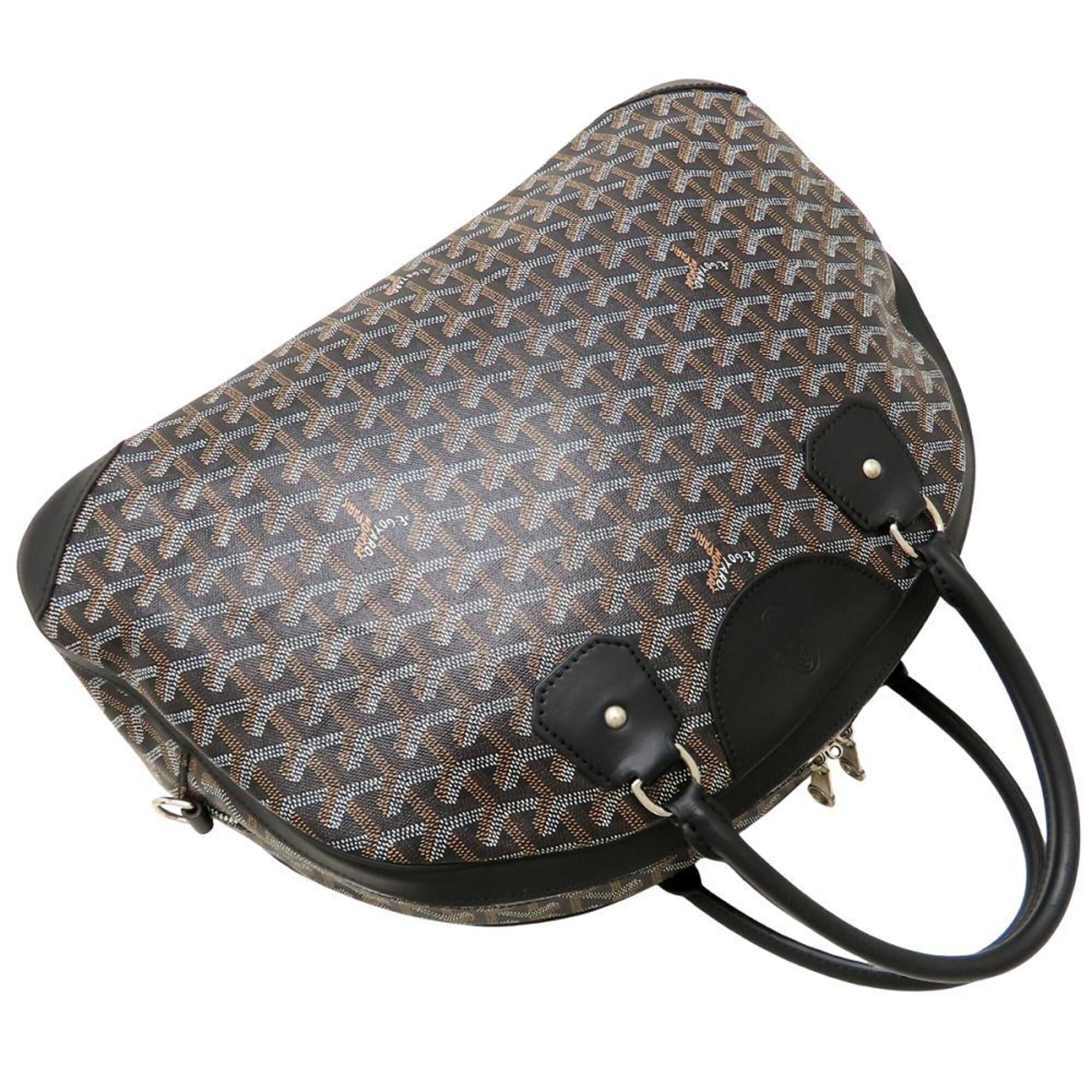 Goyard Black Brown Coated Canvas Handbag (Pre-Owned)