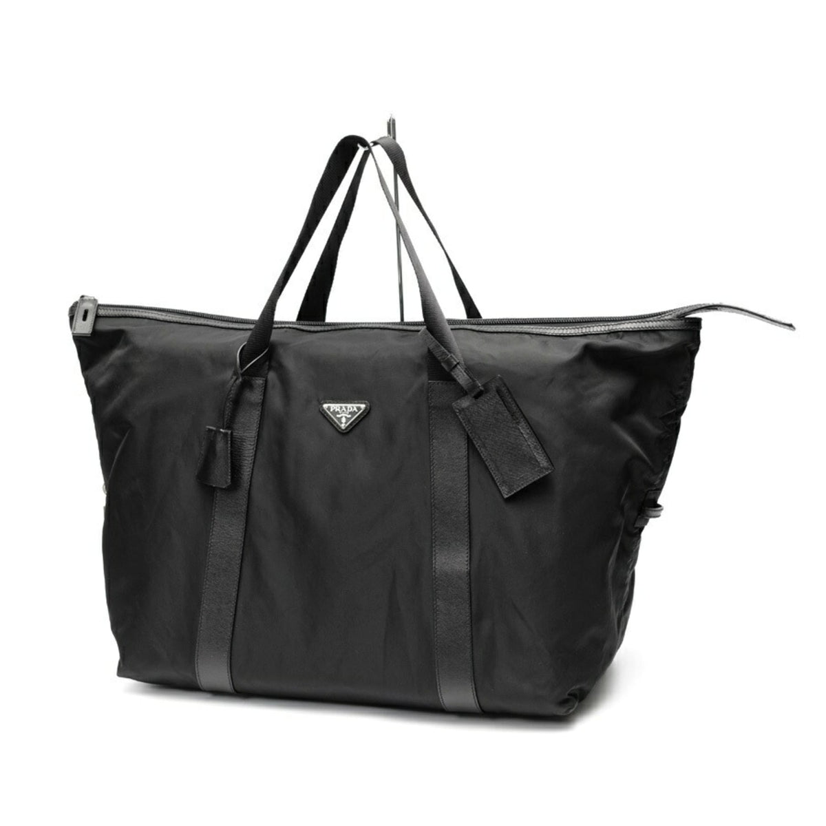 Prada Black Fabric Leather Boston Bag (Pre-Owned)