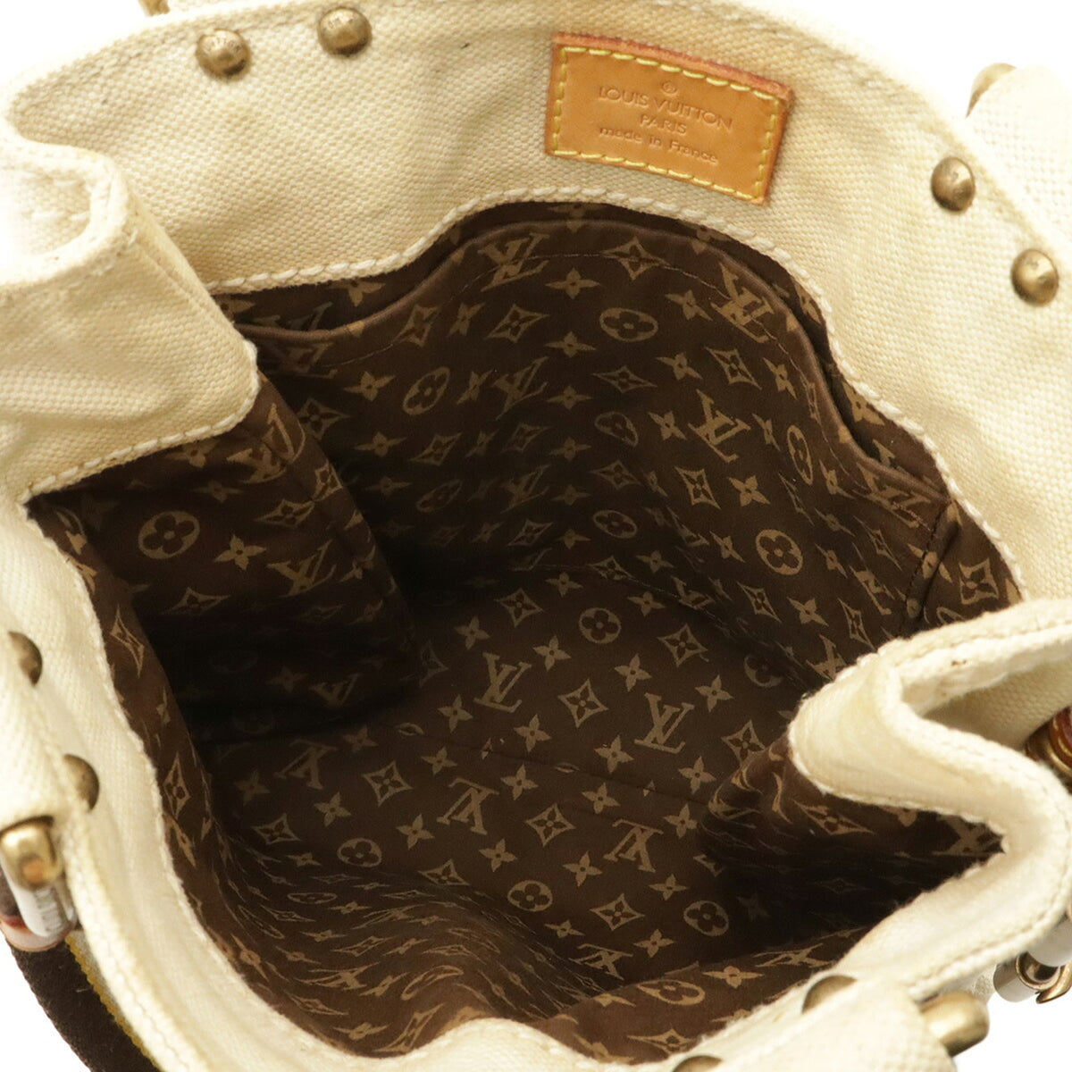 Louis Vuitton Blue Natural Yellow Canvas Handbag Tote Bag (Pre-Owned)