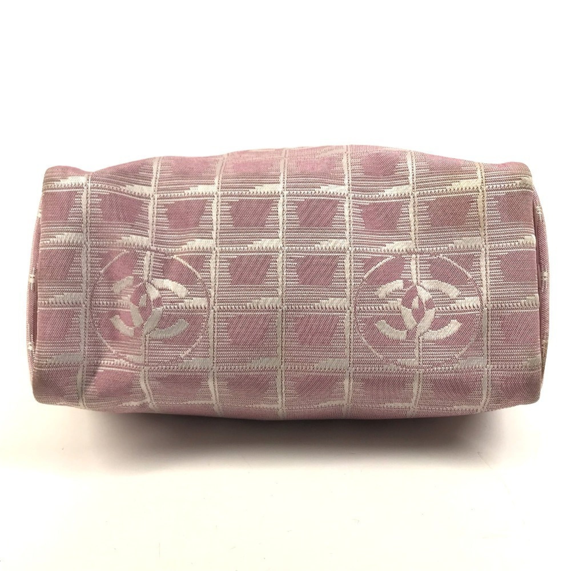 Chanel New Travel Line Pink Nylon Canvas Leather Pochette Shoulder Bag (Pre-Owned)