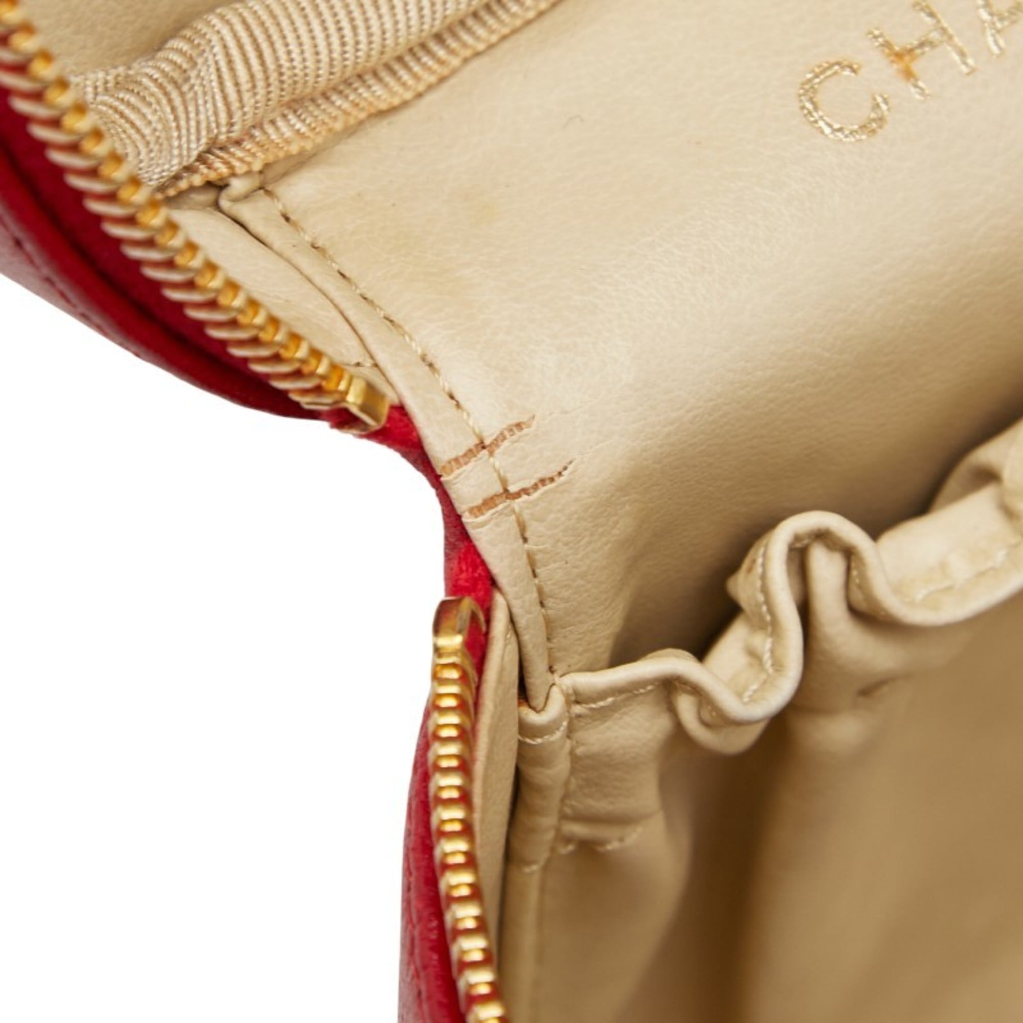 Chanel Red Color Grained Calfskin Handbag Vanity Bag (Pre-Owned)
