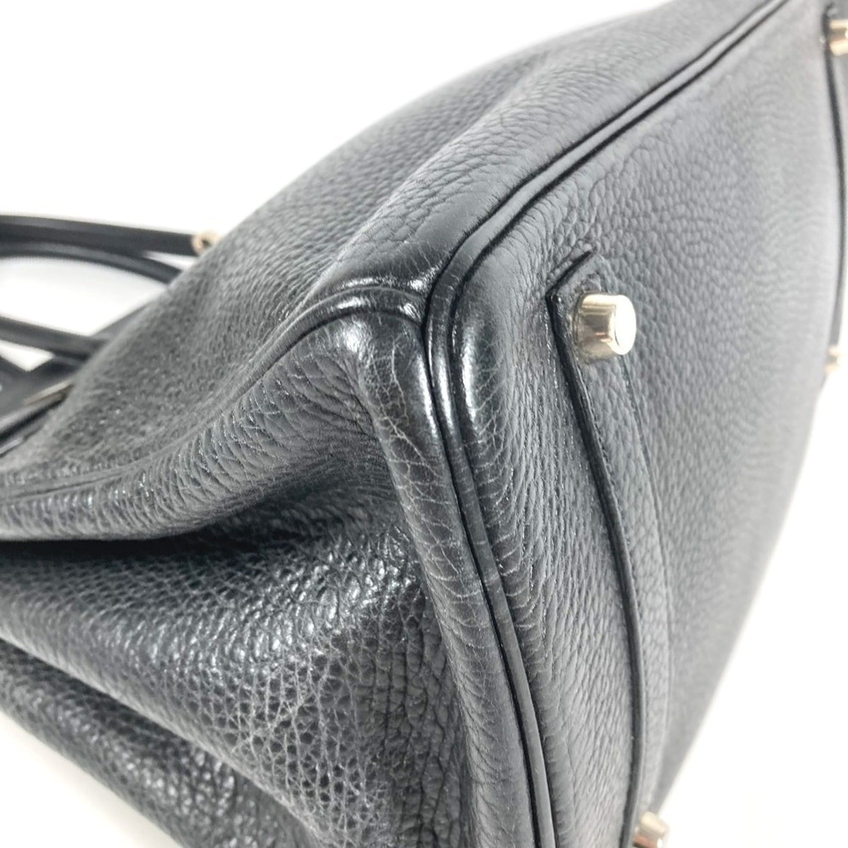 Hermes Black Leather Handbag Tote Bag (Pre-Owned)