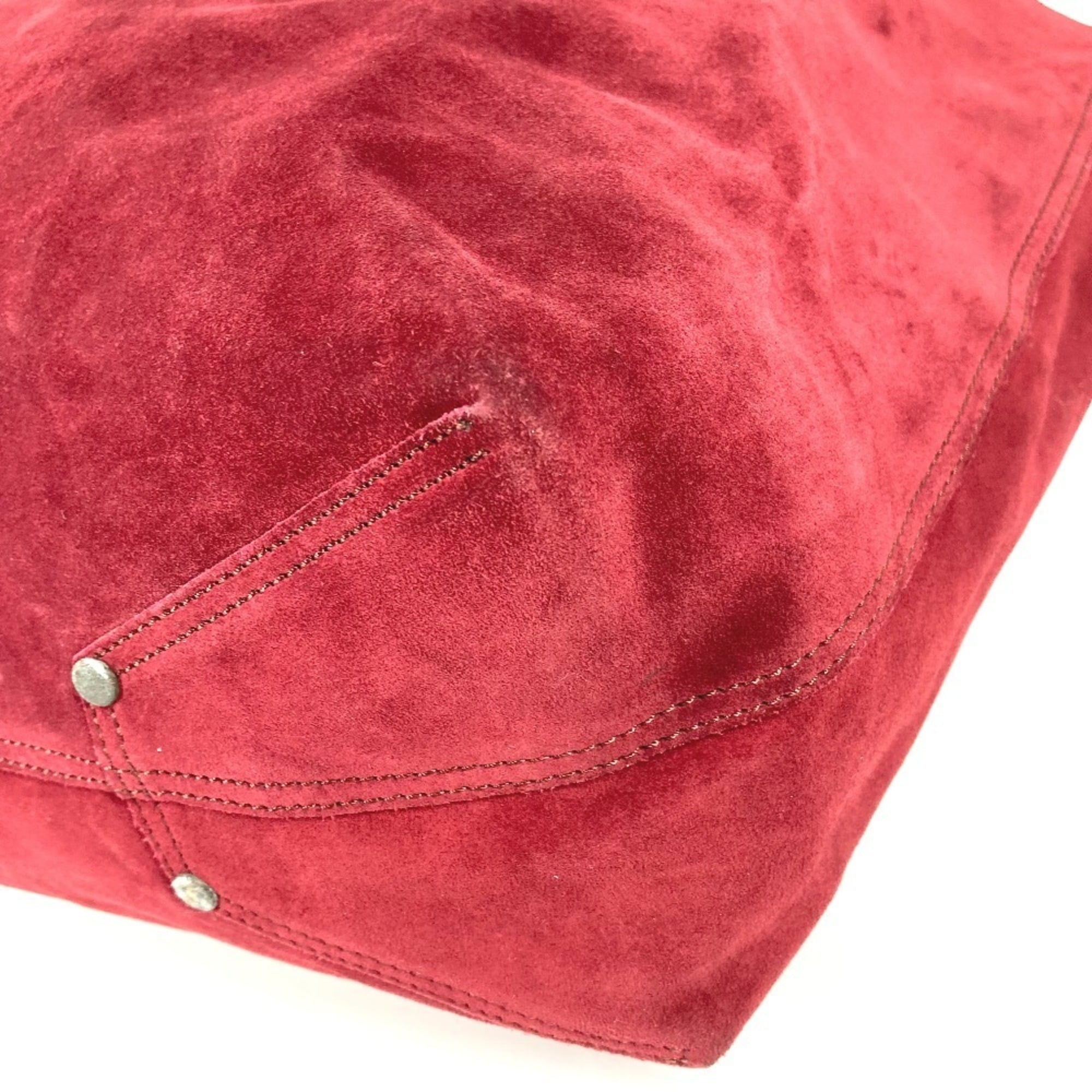 Tiffany Red Color Suede Leather Shoulder Bag Tote Bag (Pre-Owned)