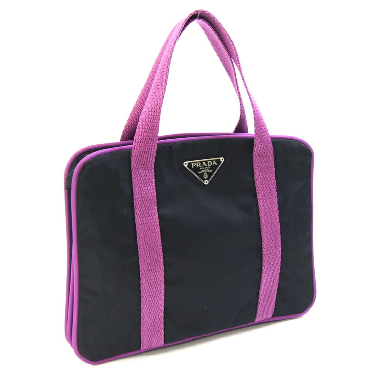 Prada Black Purple Nylon Handbag (Pre-Owned)