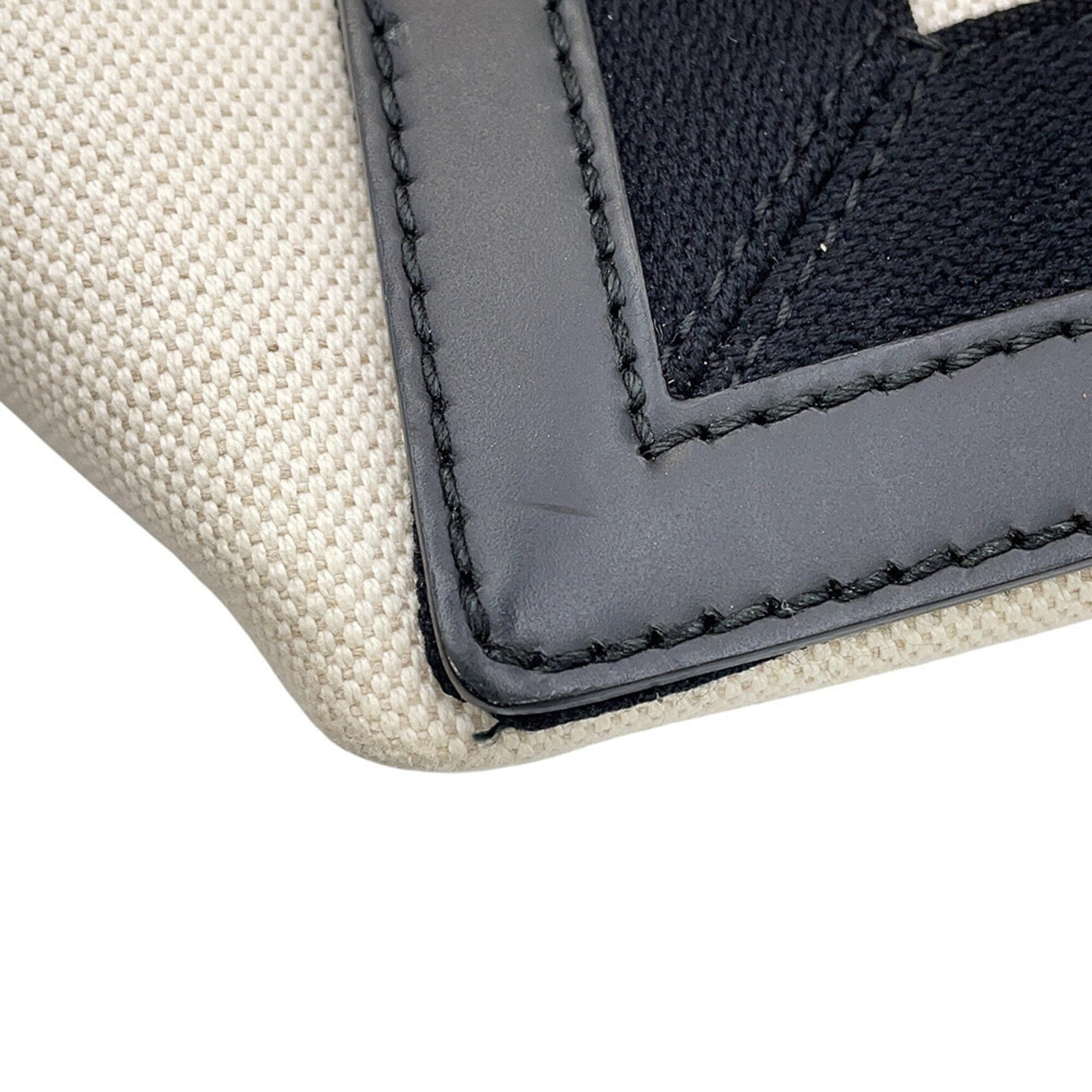 Balenciaga Black White Canvas Leather Handbag Pouch Tote Bag (Pre-Owned)