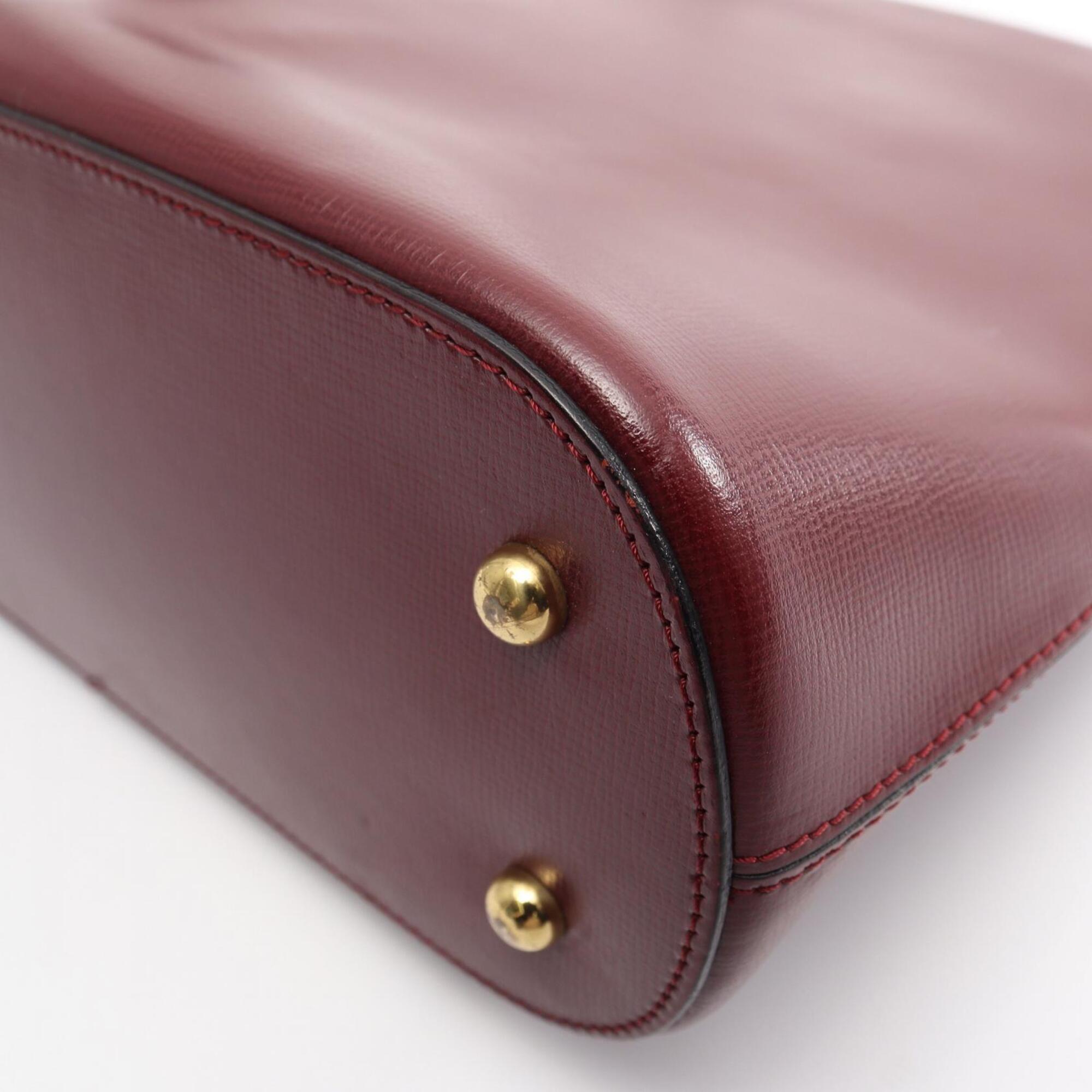Cartier Bordeaux Leather Handbag Shoulder Bag (Pre-Owned)