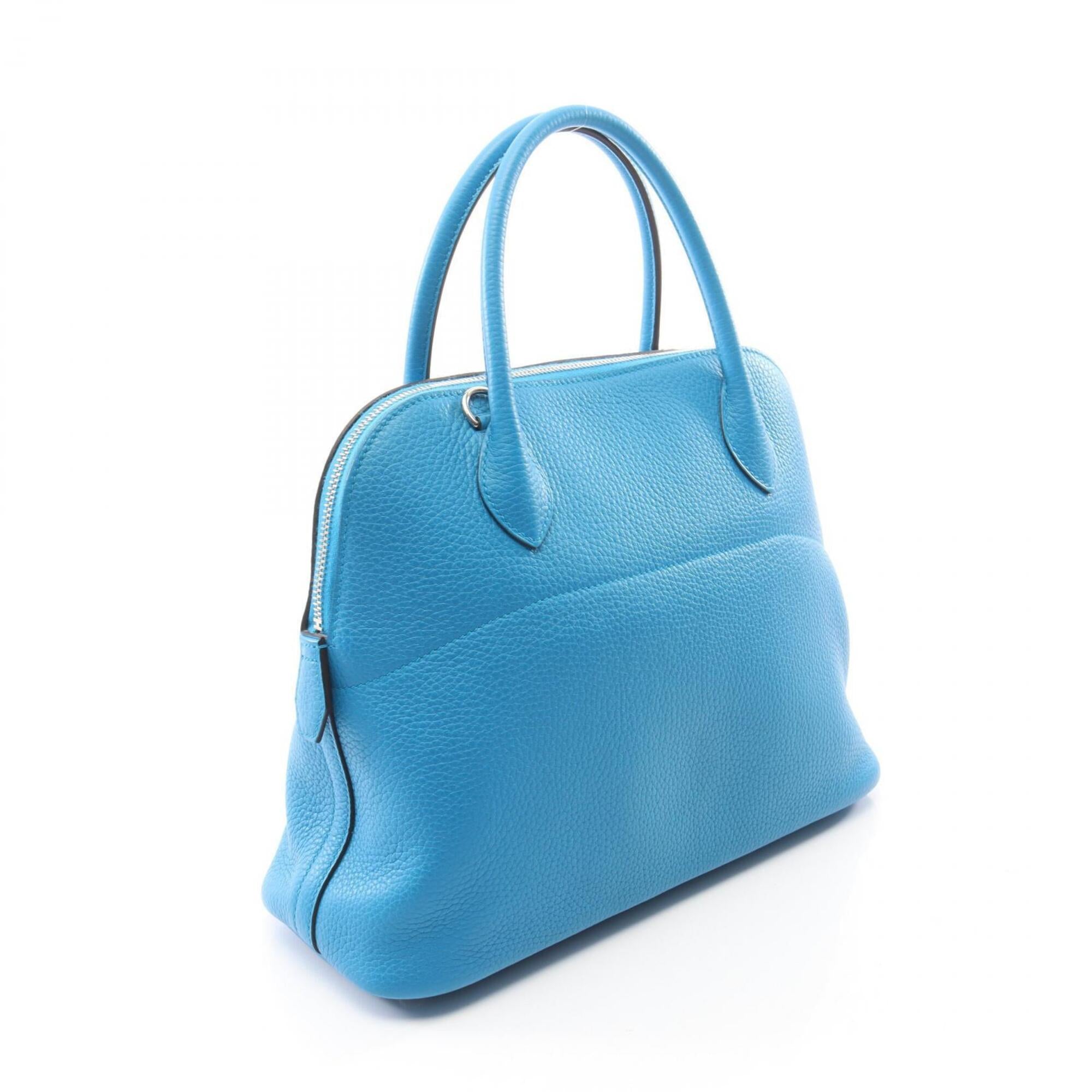 Hermes Blue Taurillon Clemence Leather Leather Handbag (Pre-Owned)