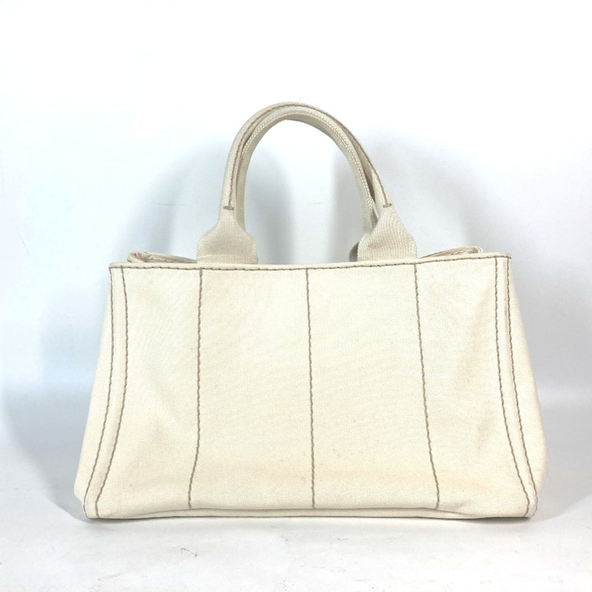Prada Ivory Canvas Handbag Tote Bag (Pre-Owned)