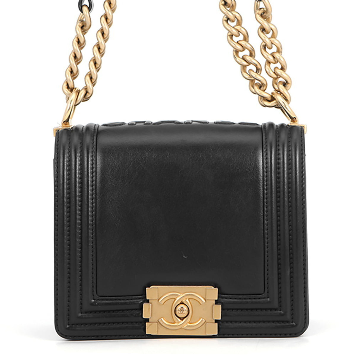 Chanel Black Leather Handbag Shoulder Bag (Pre-Owned)