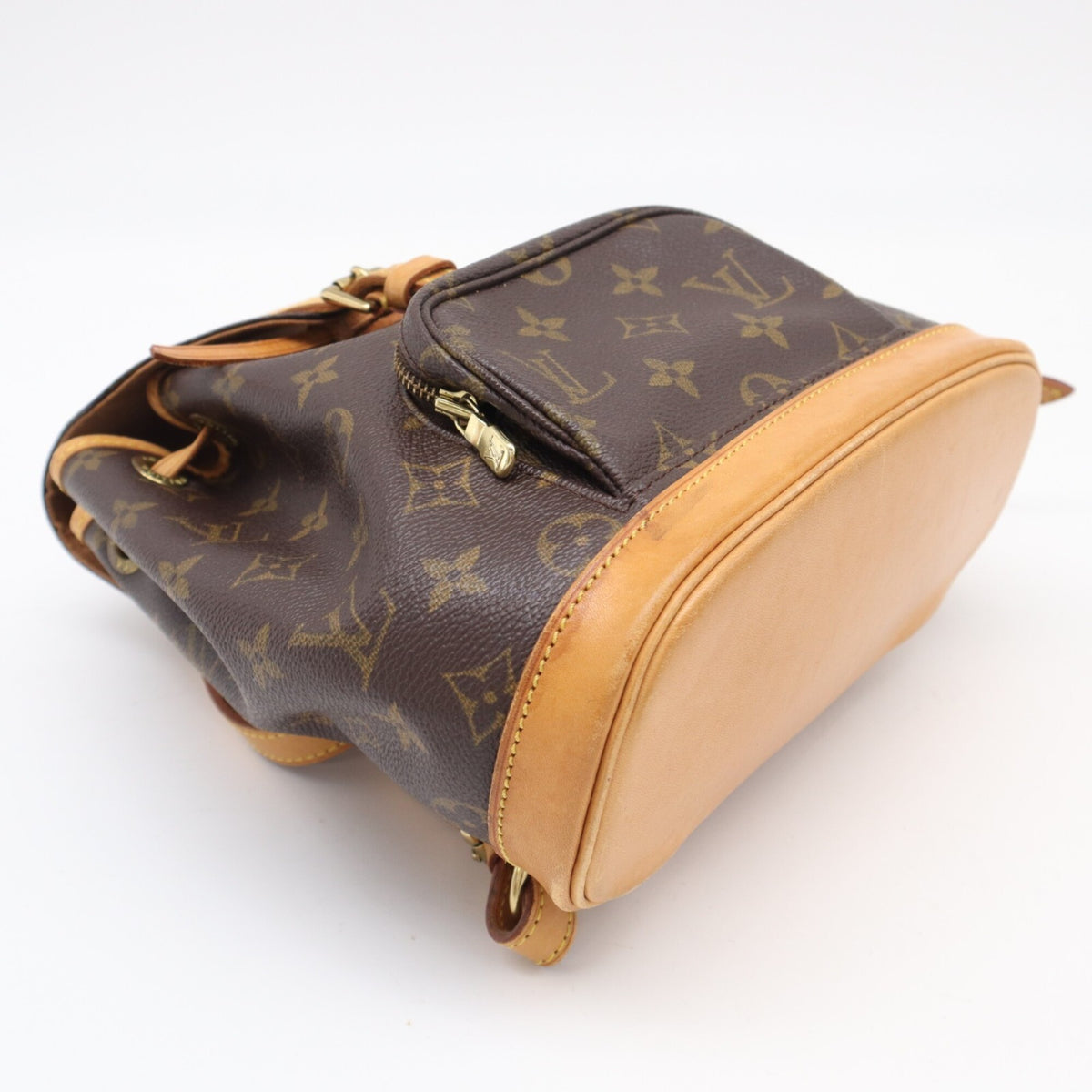 Louis Vuitton Beige Brown Coated Canvas Leather Backpack (Pre-Owned)
