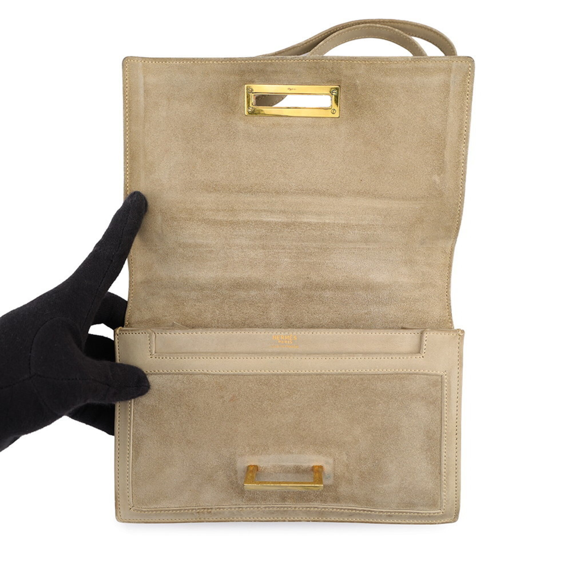 Hermes Kara Beige Handbag Shoulder Bag (Pre-Owned)
