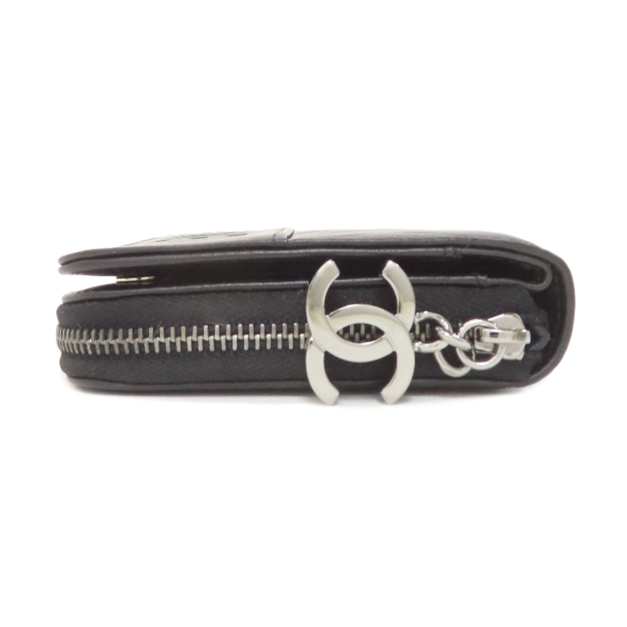 Chanel Black Leather Long Wallet (Bi-Fold) (Pre-Owned)