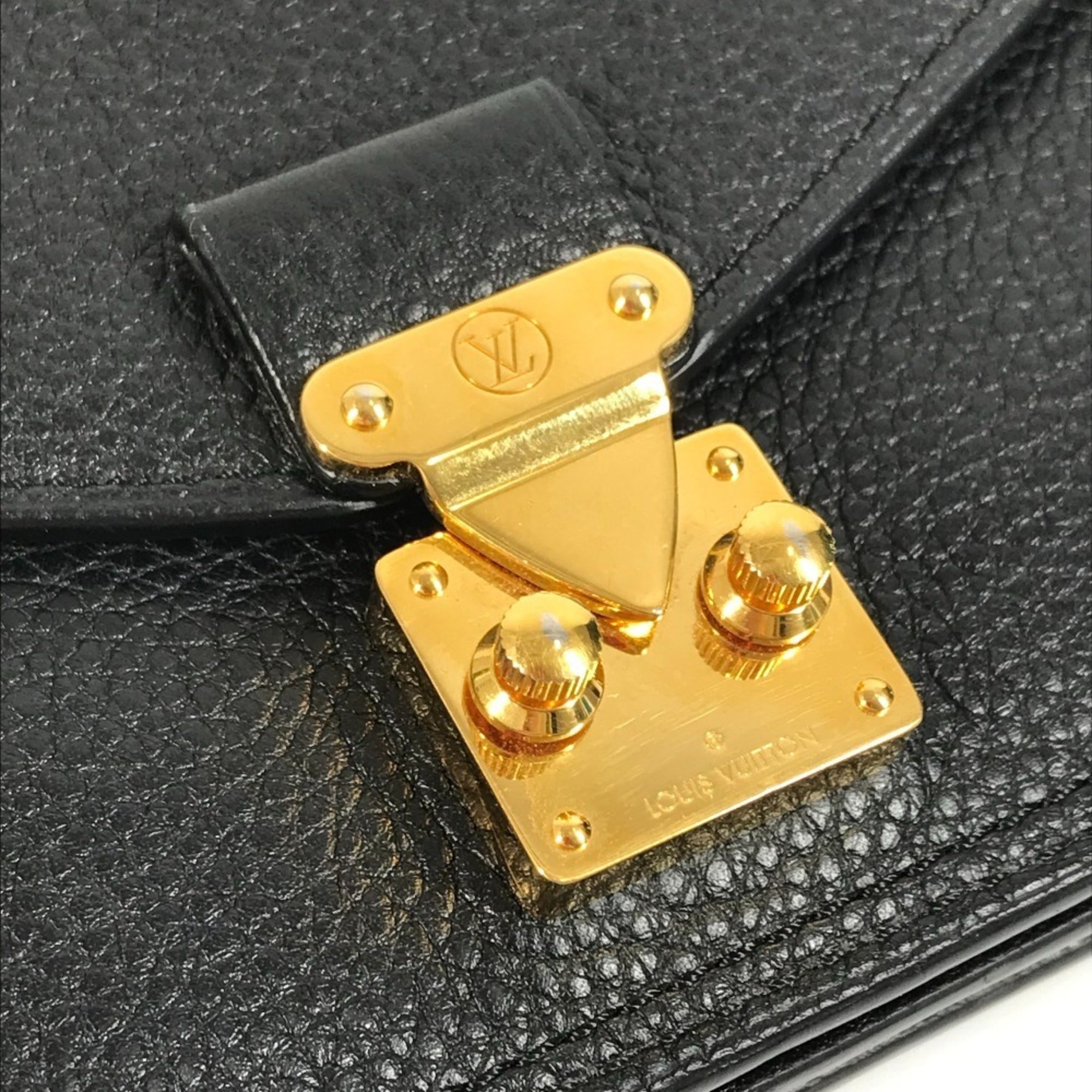 Louis Vuitton Black Leather Long Wallet (Tri-Fold) (Pre-Owned)