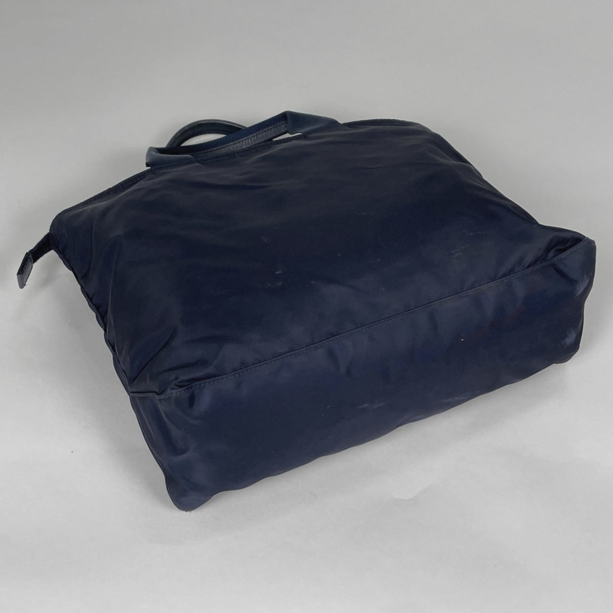 Prada Navy Nylon Leather Tote Bag (Pre-Owned)