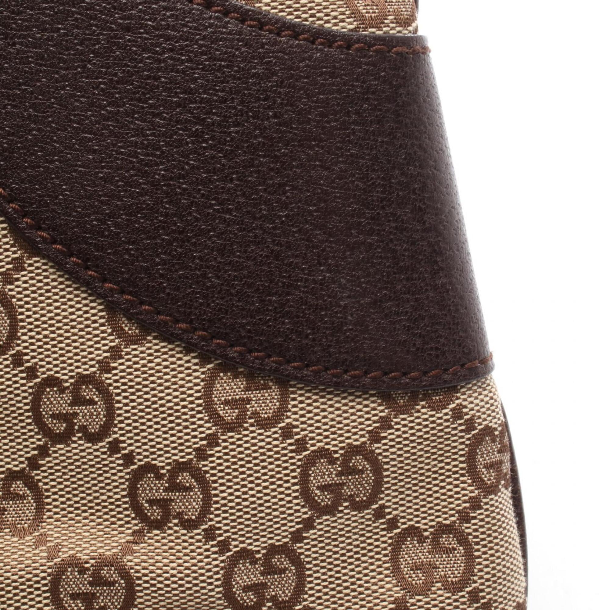 Gucci Beige Brown Canvas Leather Handbag Tote Bag (Pre-Owned)