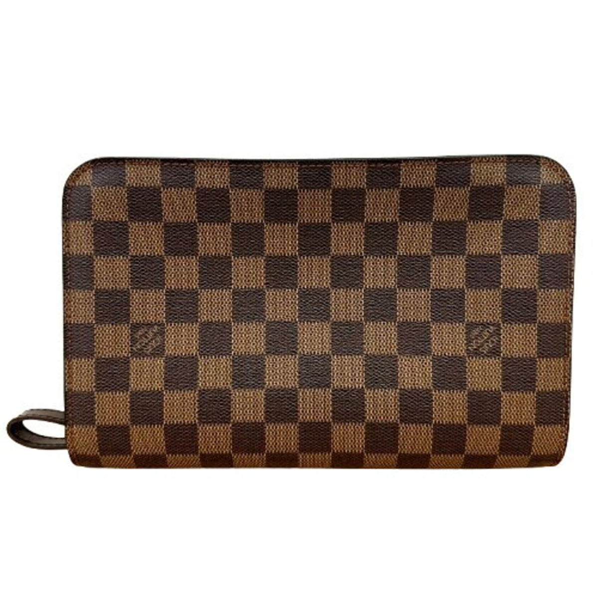 Louis Vuitton Brown Damier Canvas Leather Clutch Bag (Pre-Owned)