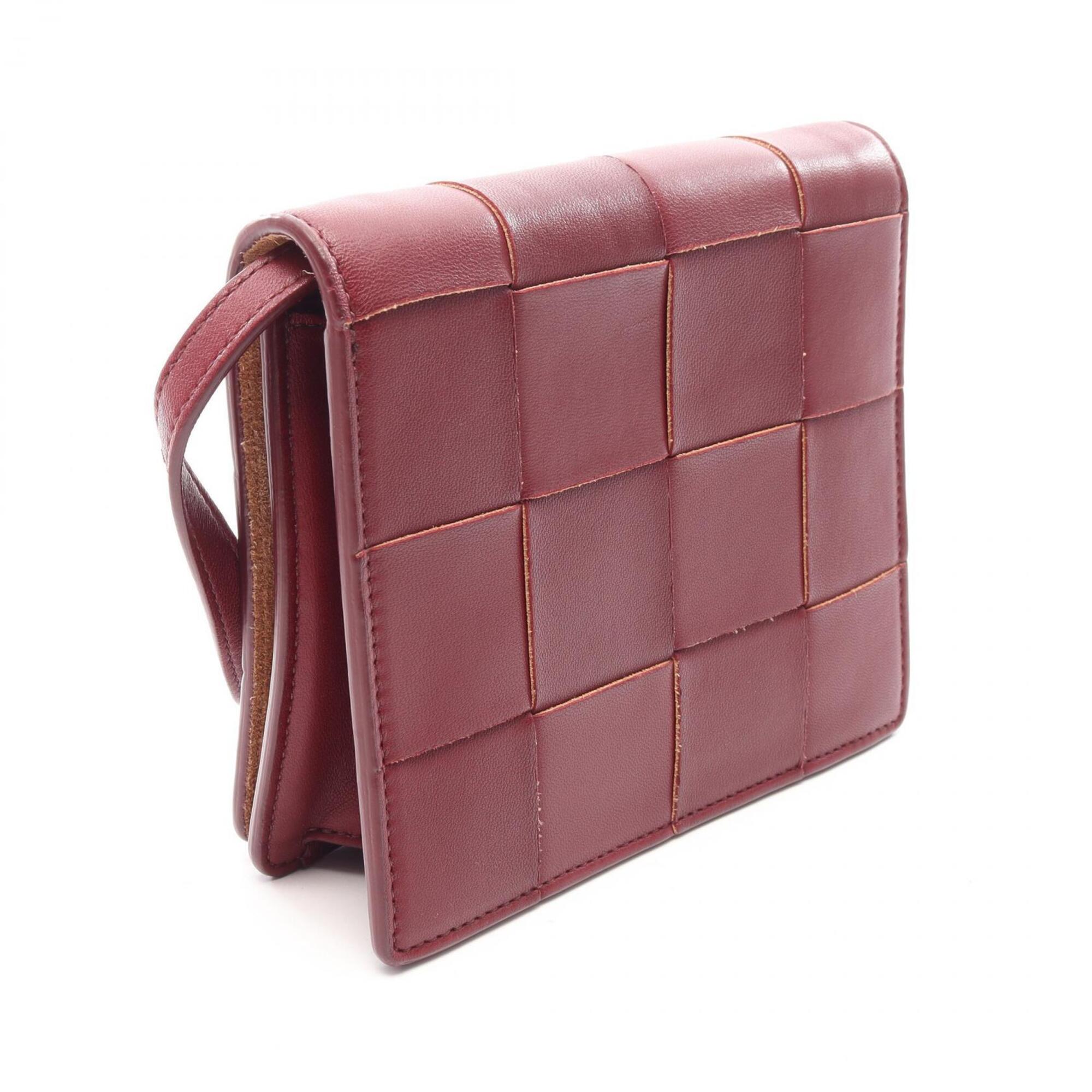 Bottega Veneta Bordeaux Leather Handbag Shoulder Bag (Pre-Owned)