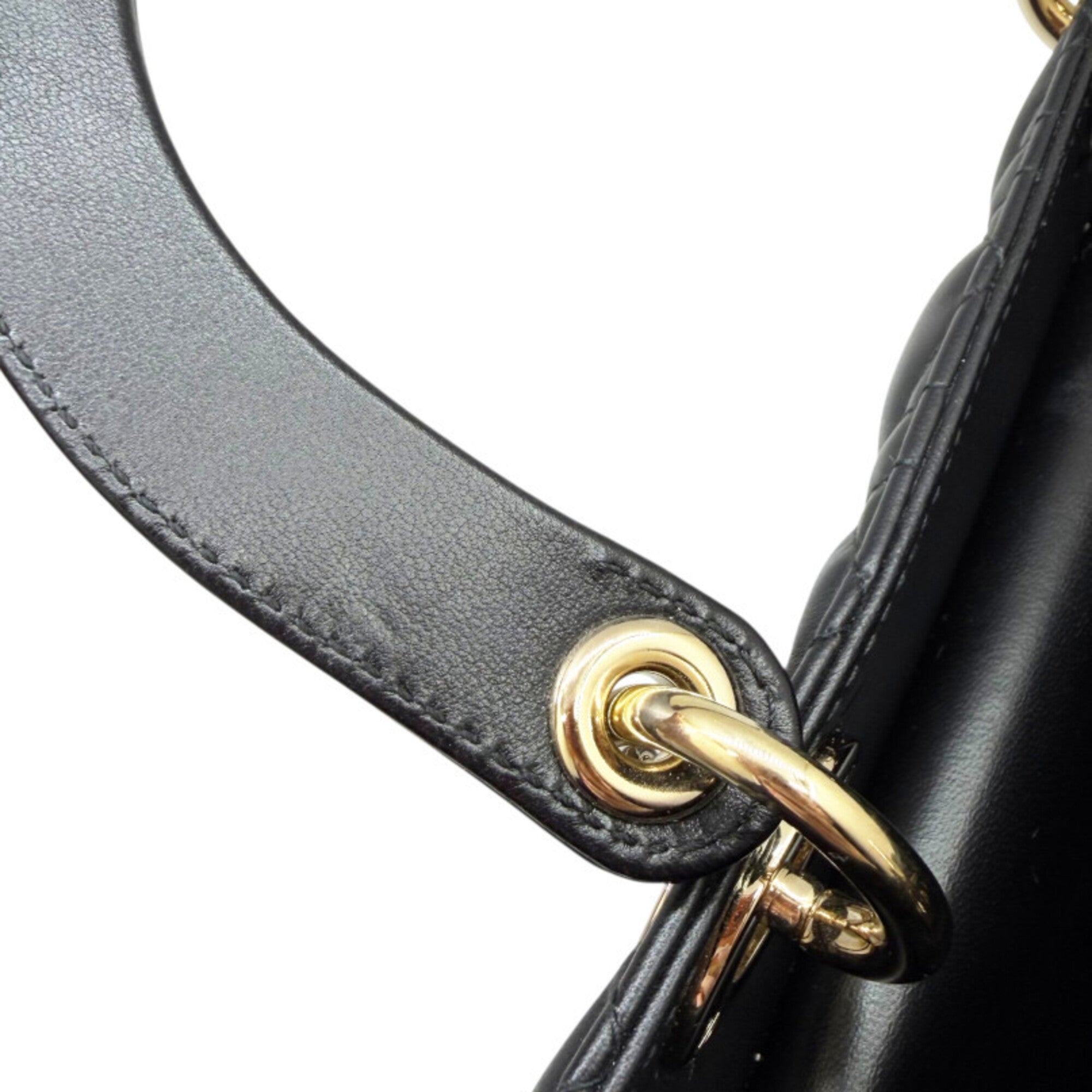 Christian Dior Black Leather Handbag Shoulder Bag (Pre-Owned)