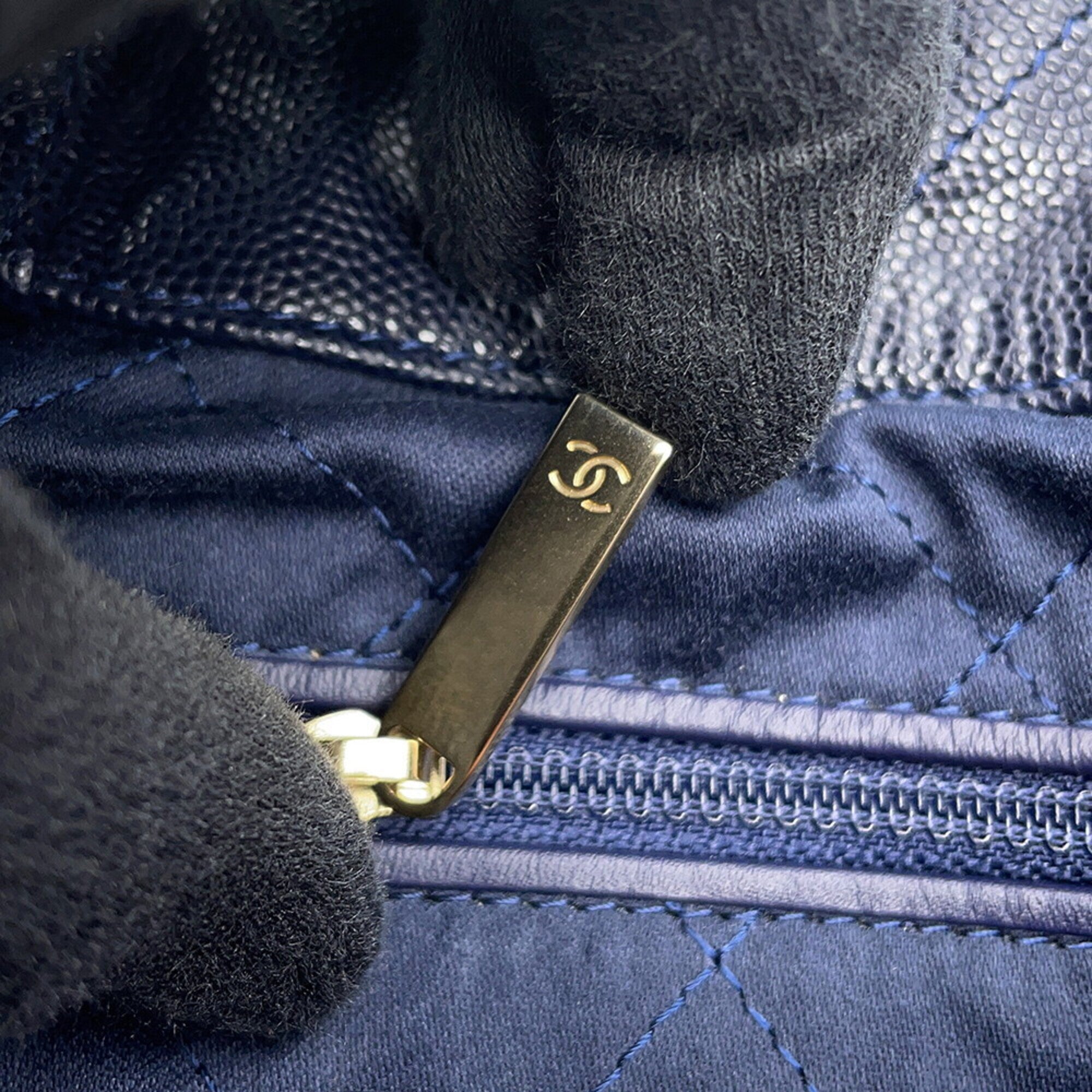 Chanel Navy Grained Calfskin Backpack (Pre-Owned)