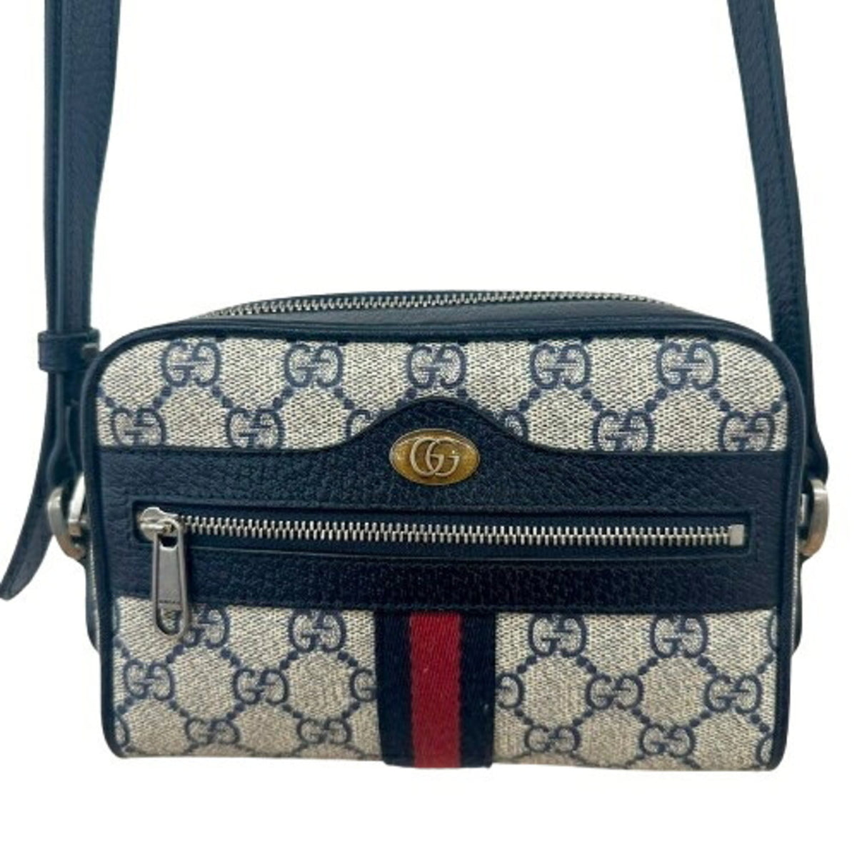 Gucci Beige Navy Gg Supreme Shoulder Bag (Pre-Owned)