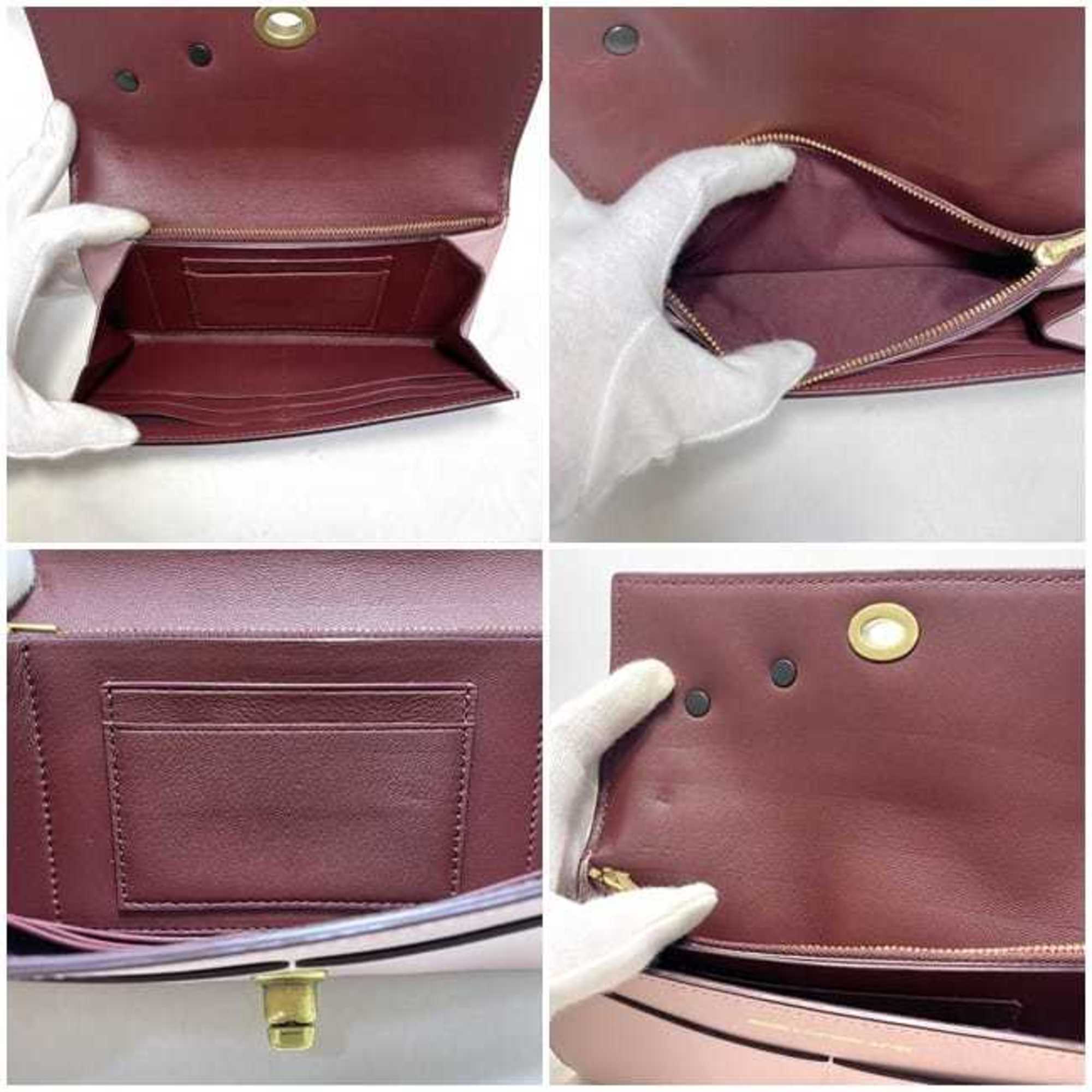 Coach Black Pink Leather Long Wallet (Bi-Fold) (Pre-Owned)